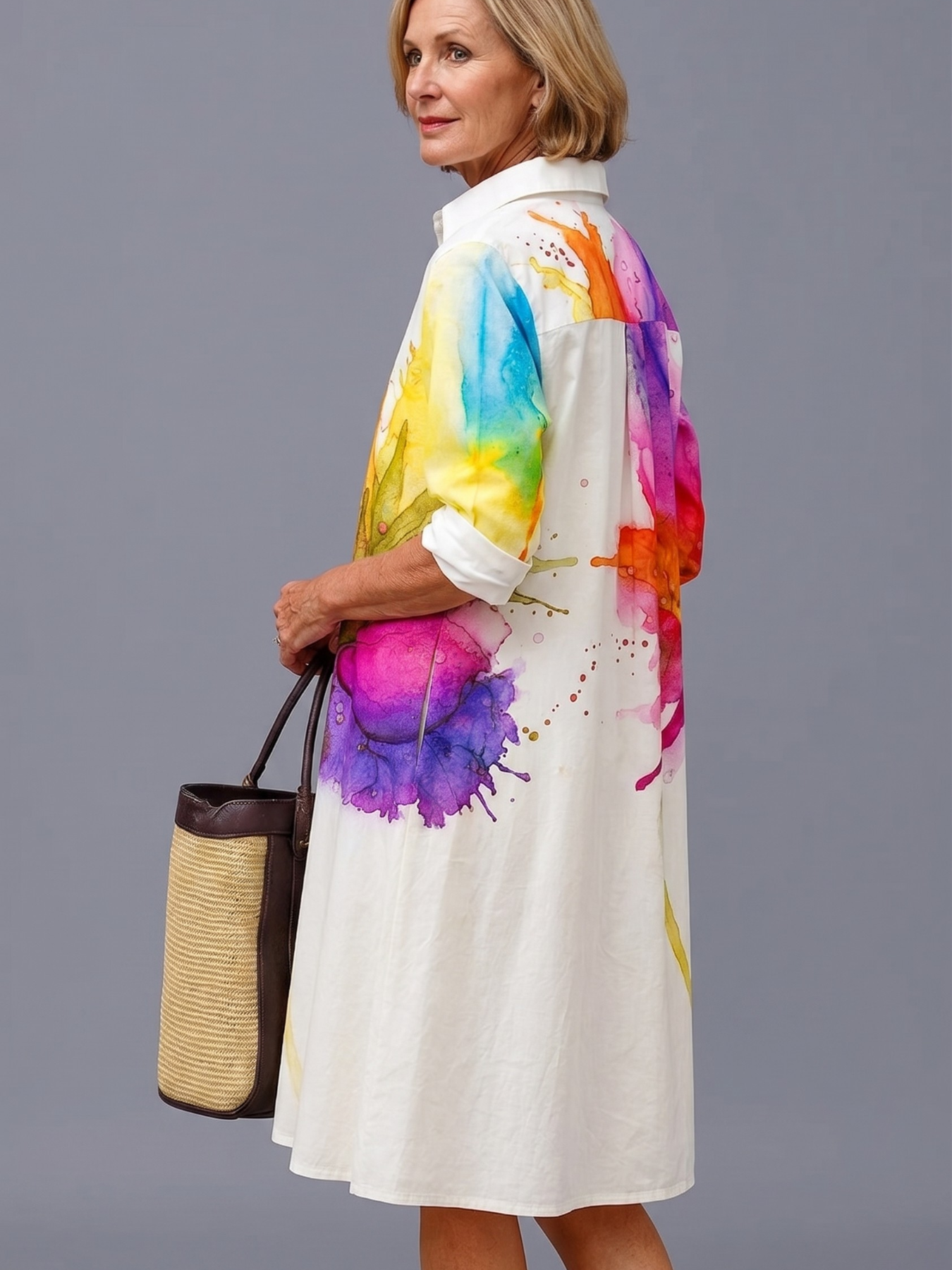 Trendé™ | Lydia Gepflegtes mehrfarbiges Midi-Kleid