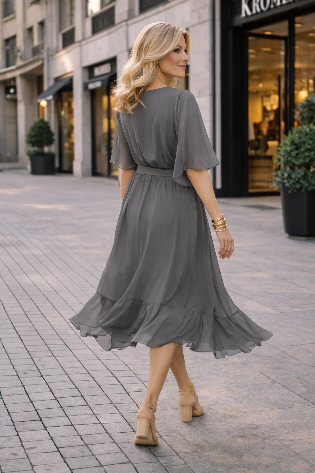 Trendé™ | Laura Chiffon-Sommerkleid mit V-Ausschnitt