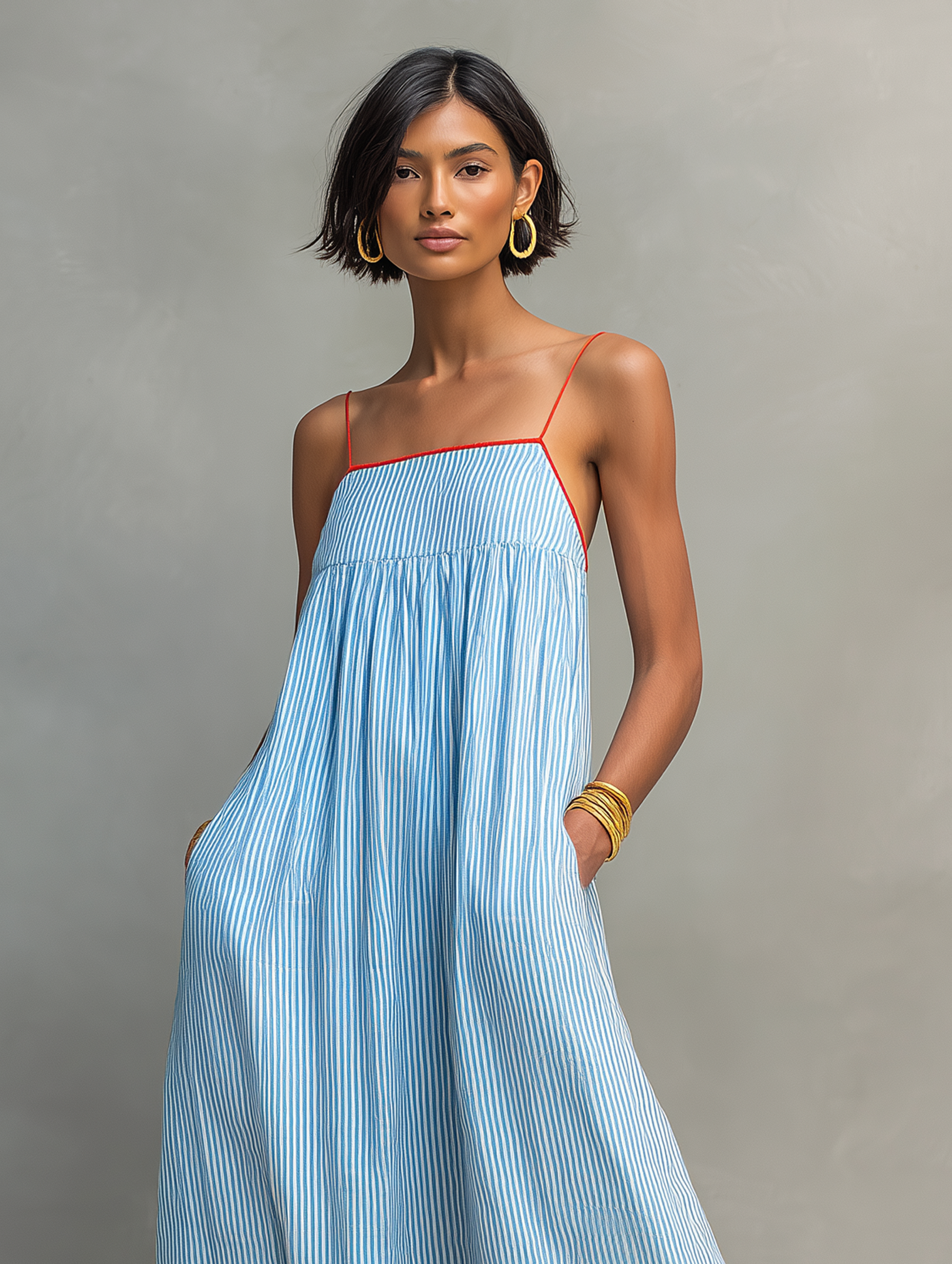 Trendé™ | Alina Maxikleid mit Spaghettiträgern und Streifenmuster