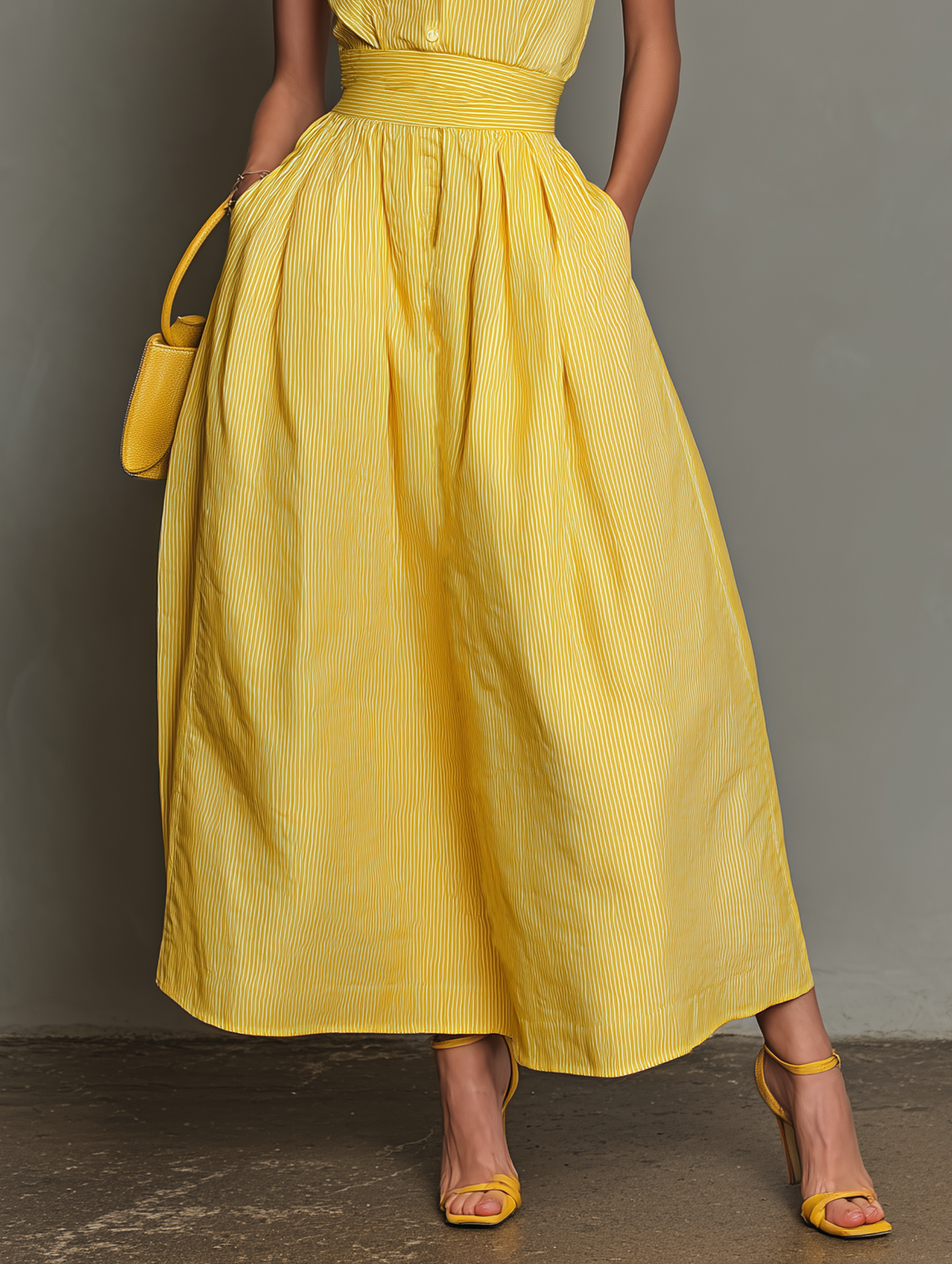 Trendé™ | Lea Maxikleid mit ärmellosem Schnitt und Streifenmuster