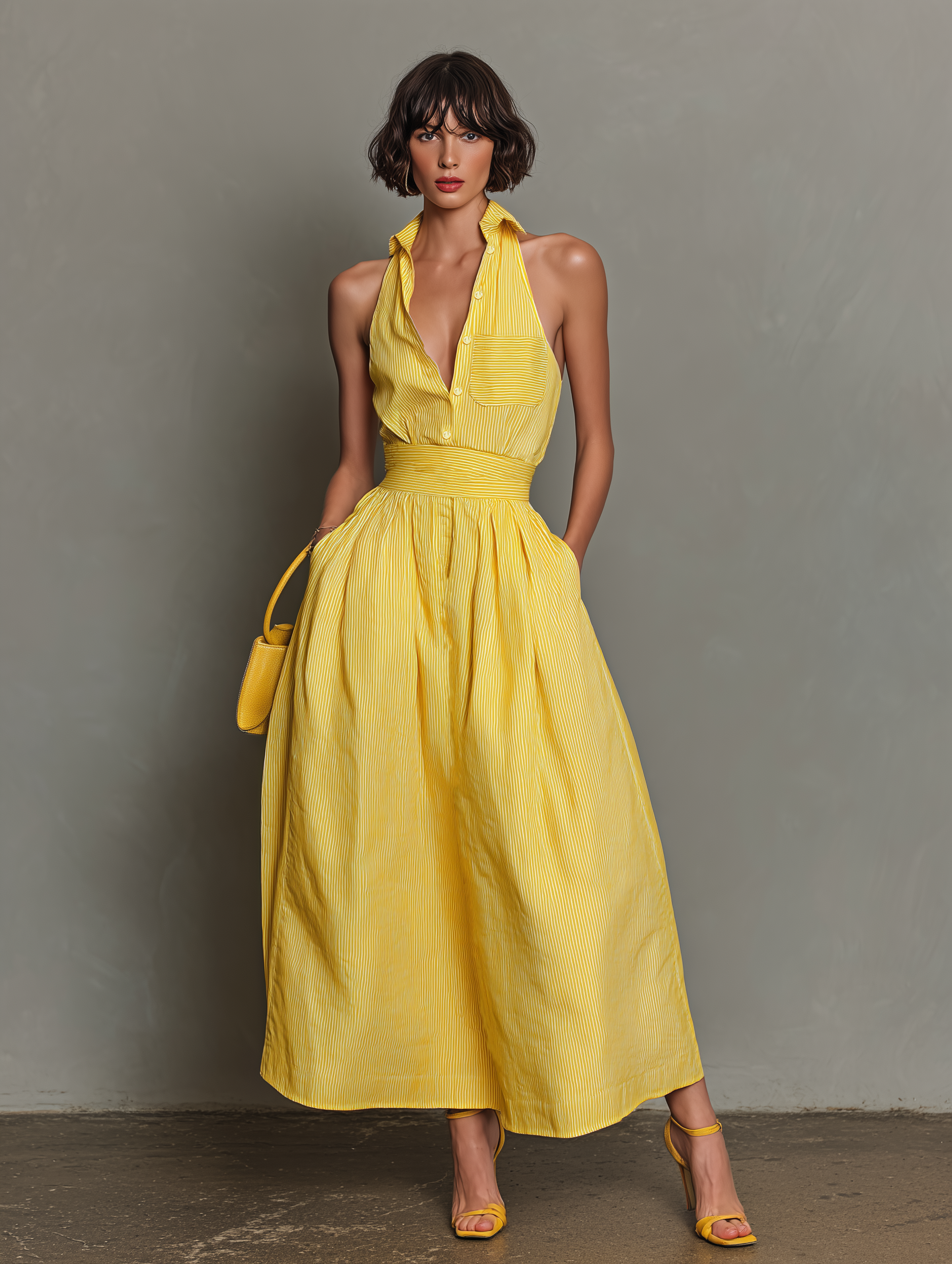 Trendé™ | Lea Maxikleid mit ärmellosem Schnitt und Streifenmuster