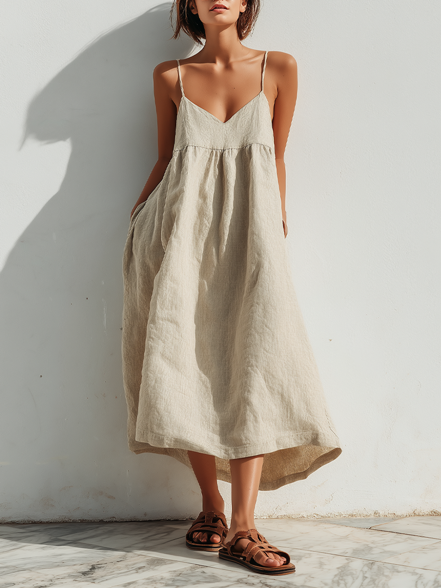 Trendé™ | Dajana Leinenmix-Kleid mit asymmetrischem Schnitt und lockerer Passform