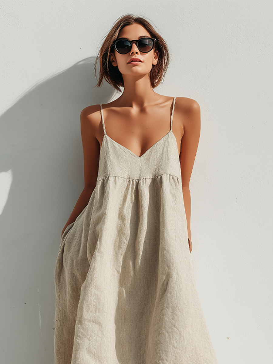 Trendé™ | Dajana Leinenmix-Kleid mit asymmetrischem Schnitt und lockerer Passform