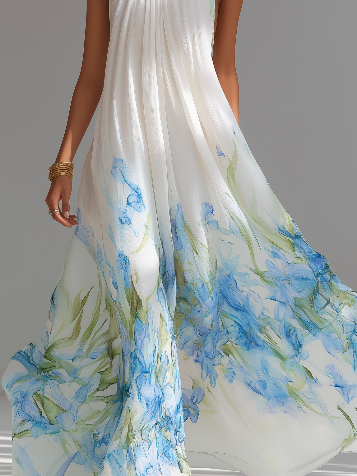 Trendé™ | Elvira Chiffon-Maxikleid mit Neckholder-Ausschnitt und ärmellosem Schnitt