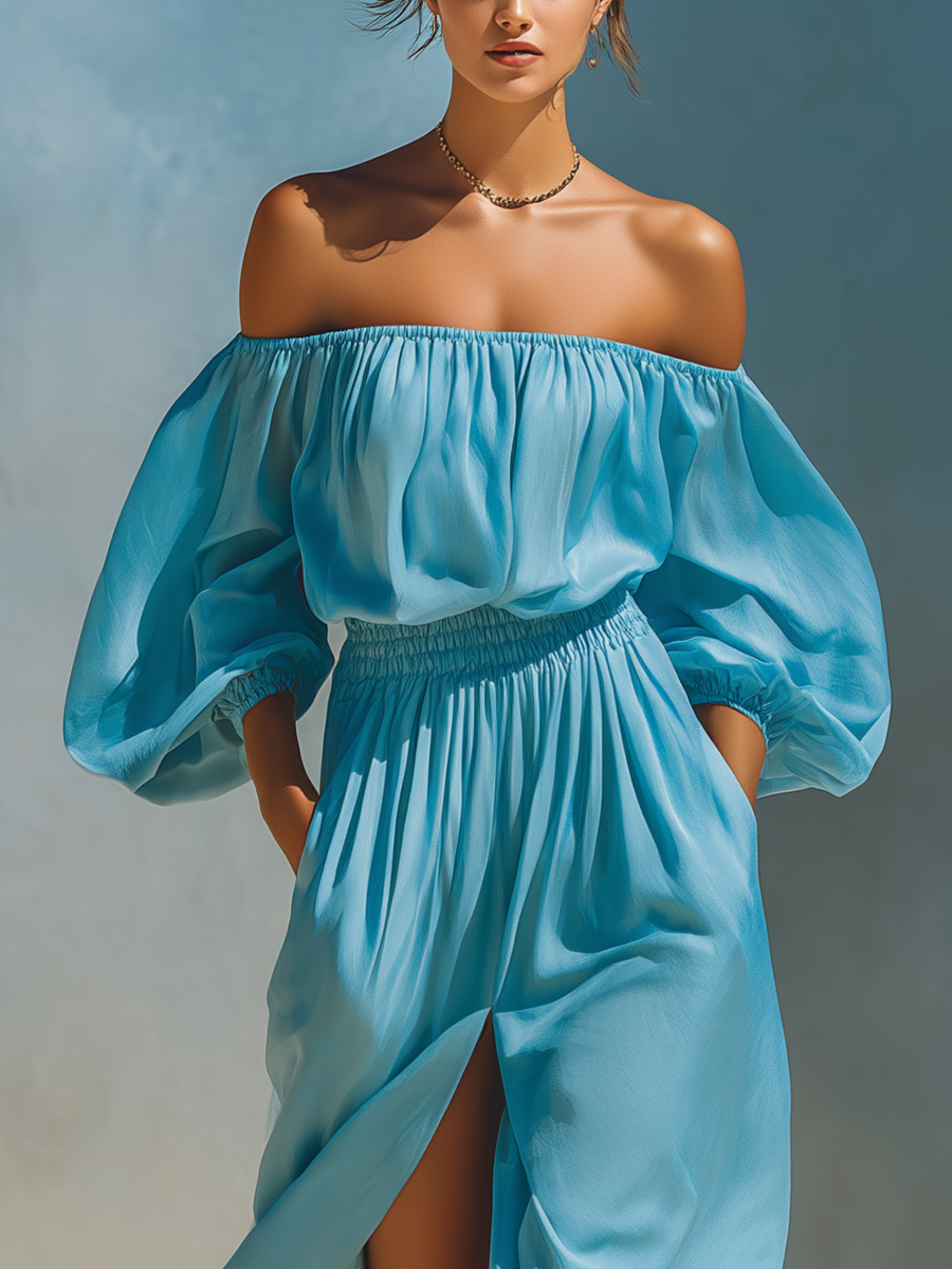 Trendé™ | Henrietta Maxikleid mit Off-Shoulder-Schnitt und Puffärmeln