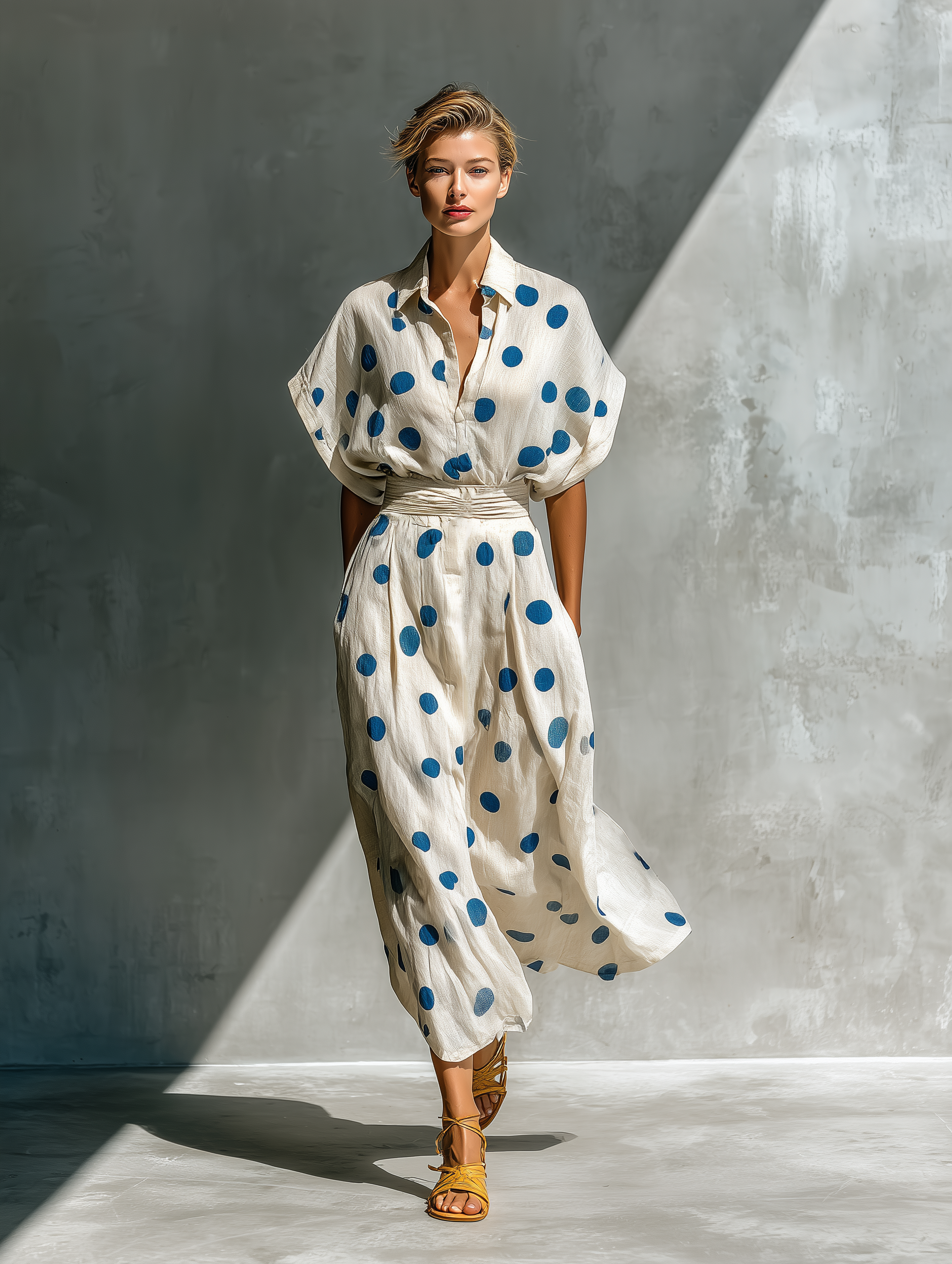 Trendé™ | Jolina Leinenmix-Hemdkleid mit betonter Taille und Taschen