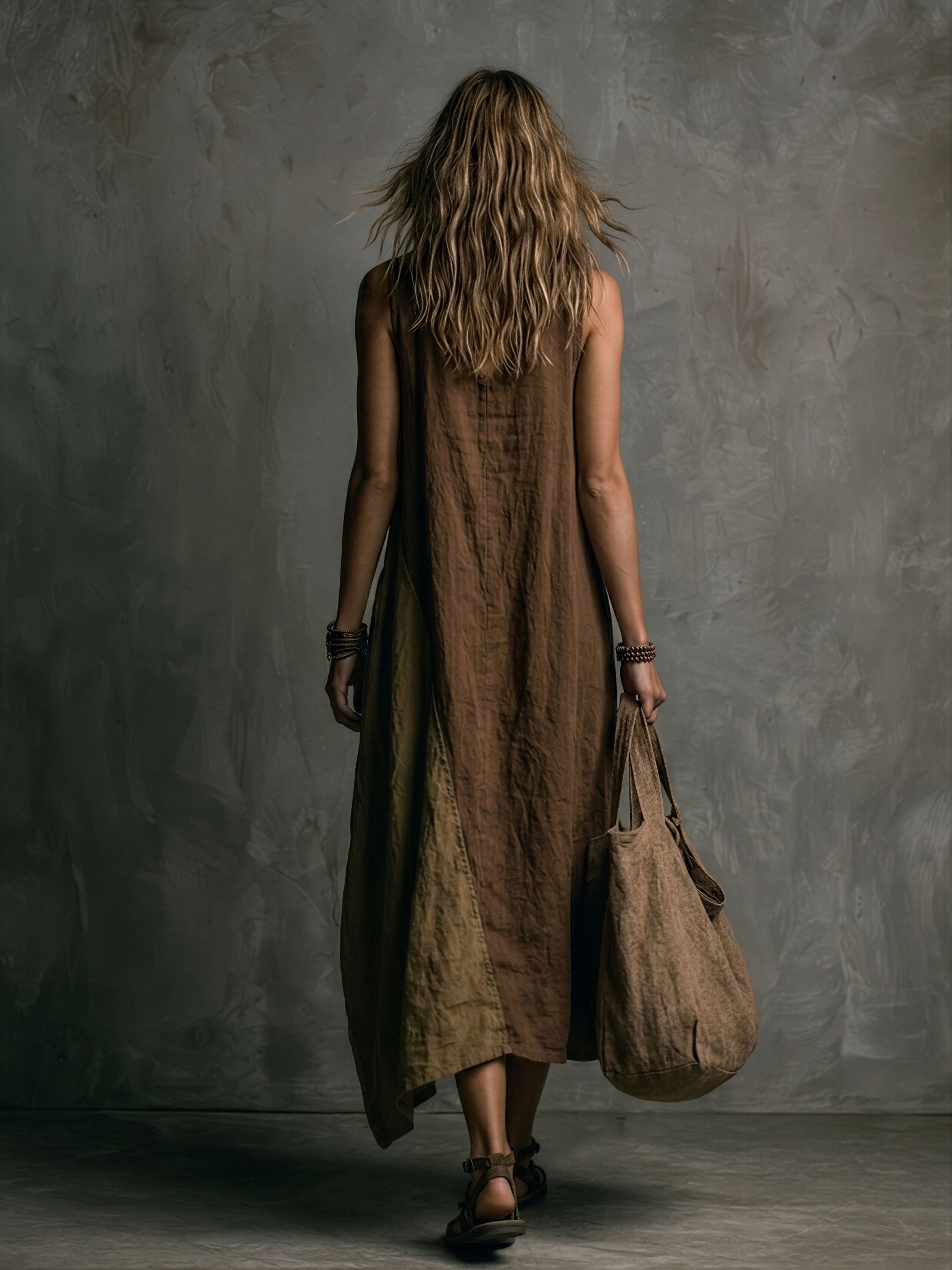 Trendé™ | Mara Baumwoll-Leinen Maxikleid mit Muster-Mix