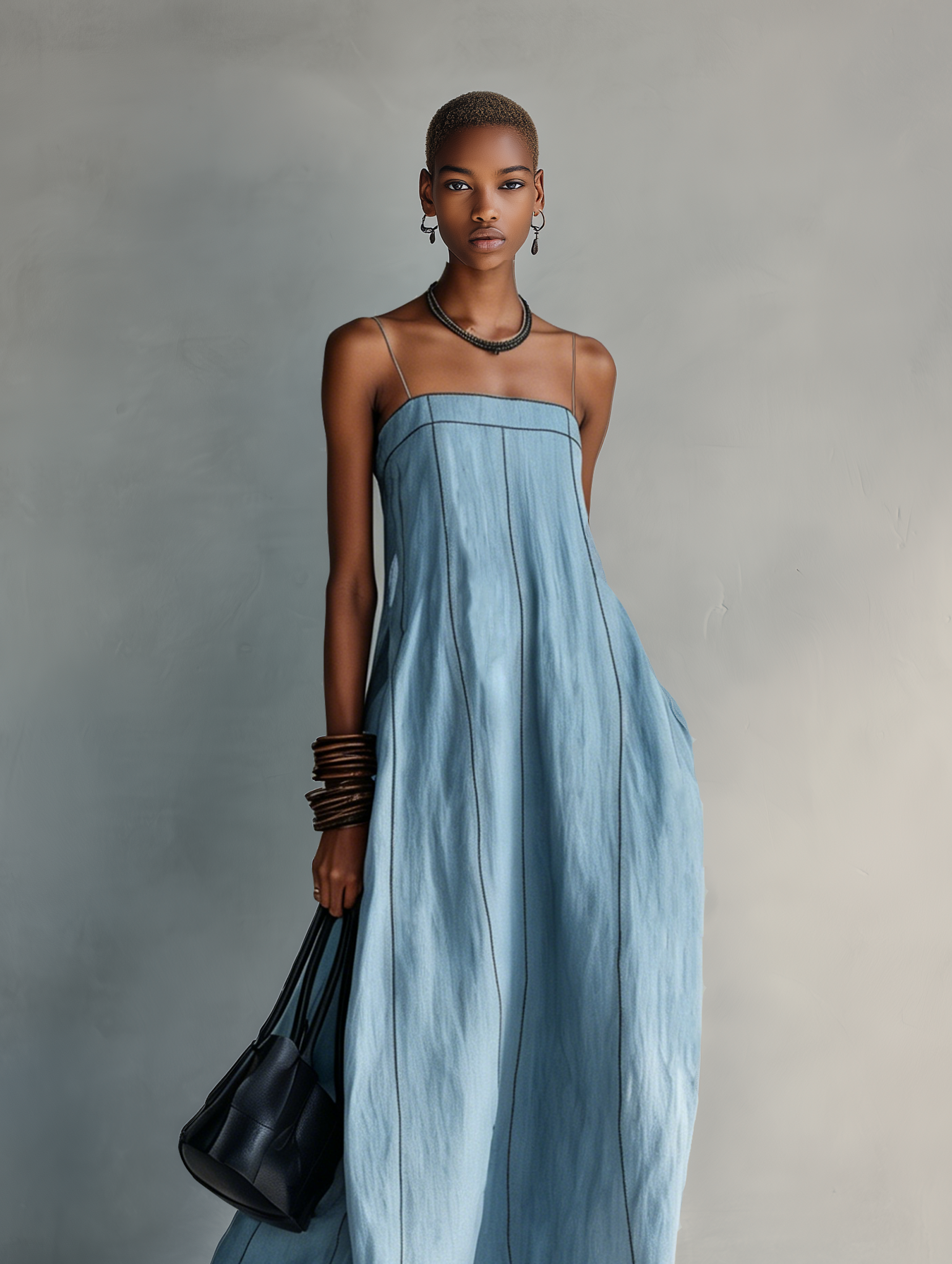 Trendé™ | Ida Baumwoll-Leinen-Maxikleid mit ärmellosem Schnitt
