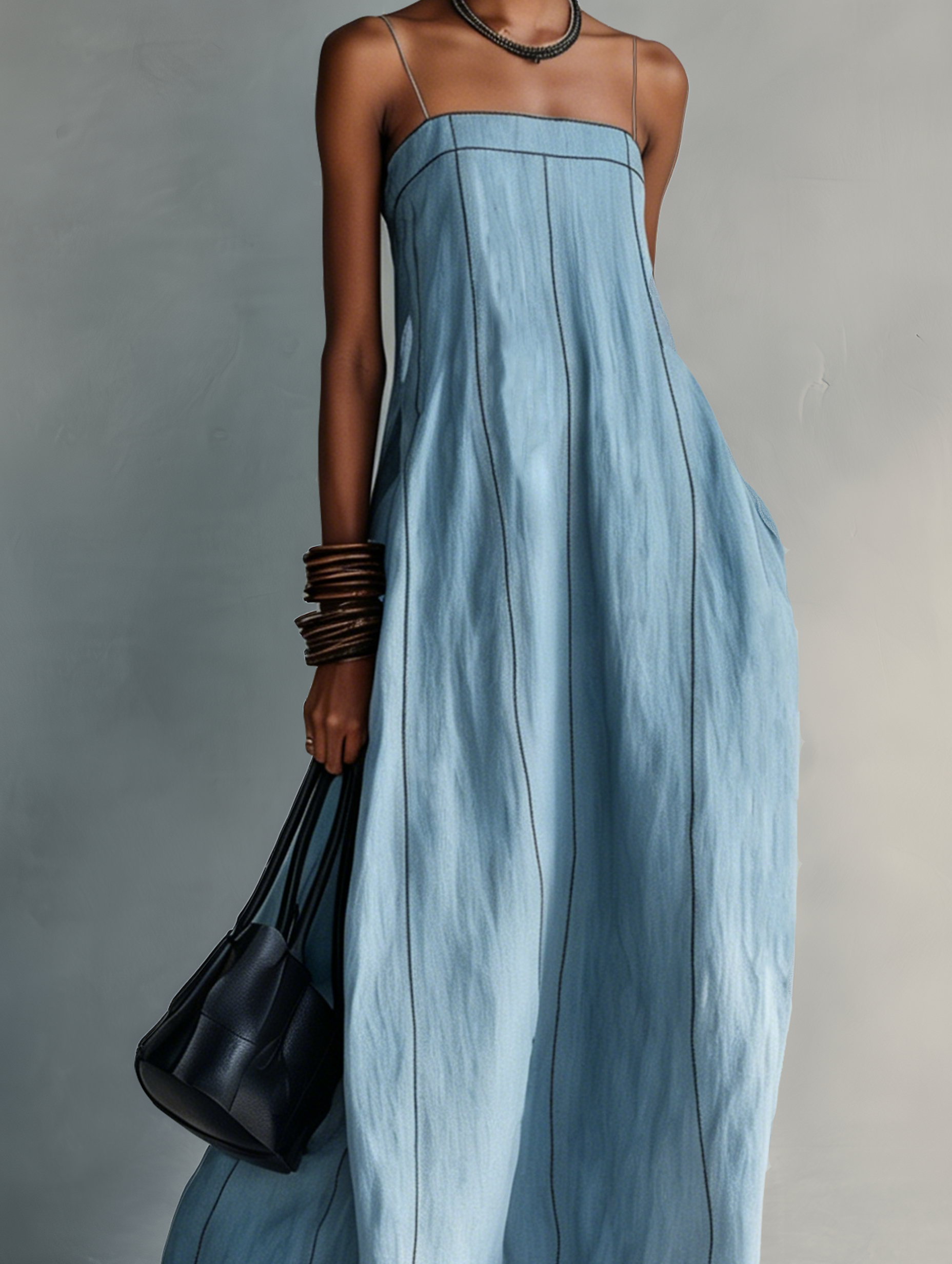 Trendé™ | Ida Baumwoll-Leinen-Maxikleid mit ärmellosem Schnitt