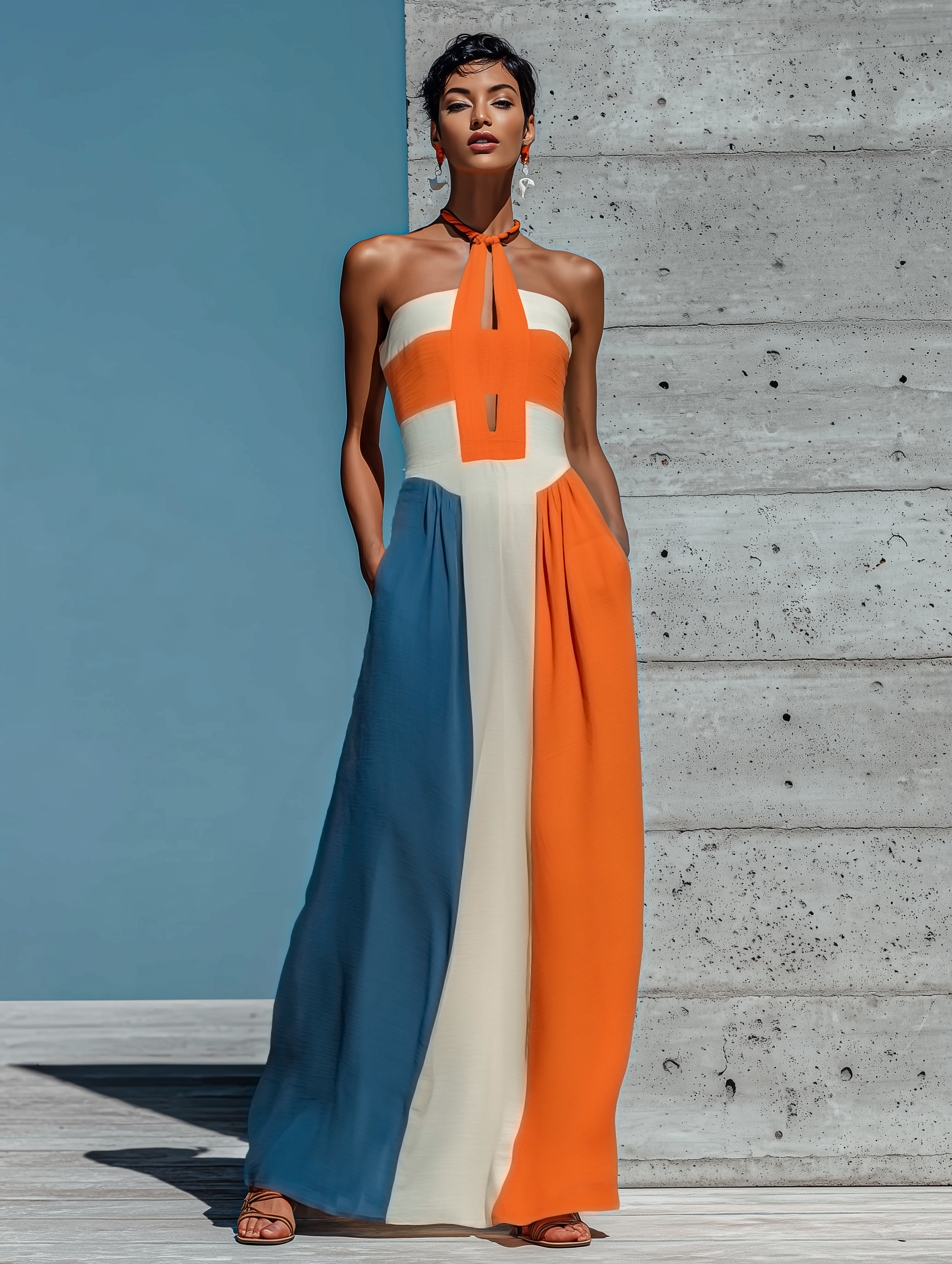 Trendé™ | Karina Maxikleid mit schulterfreiem Schnitt und Neckholder-Ausschnitt
