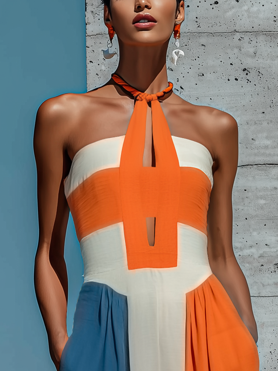 Trendé™ | Karina Maxikleid mit schulterfreiem Schnitt und Neckholder-Ausschnitt