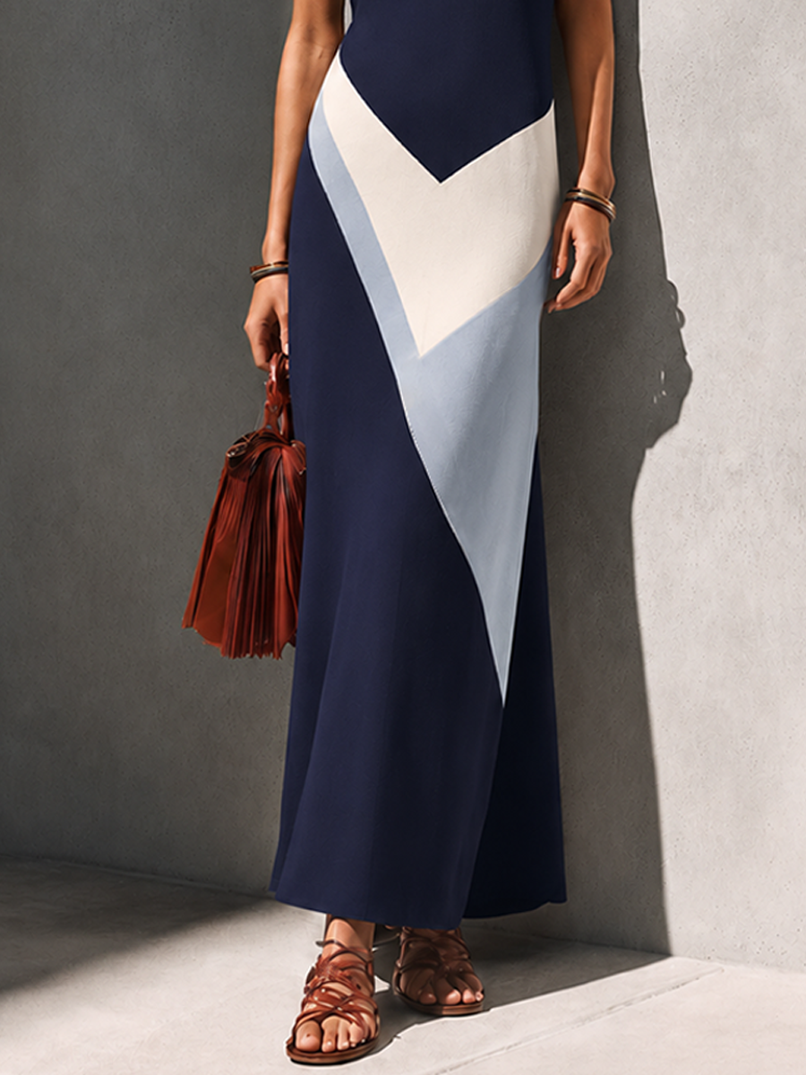 Trendé™ | Leonora Baumwollmix-Maxikleid mit V-Ausschnitt und Polokragen