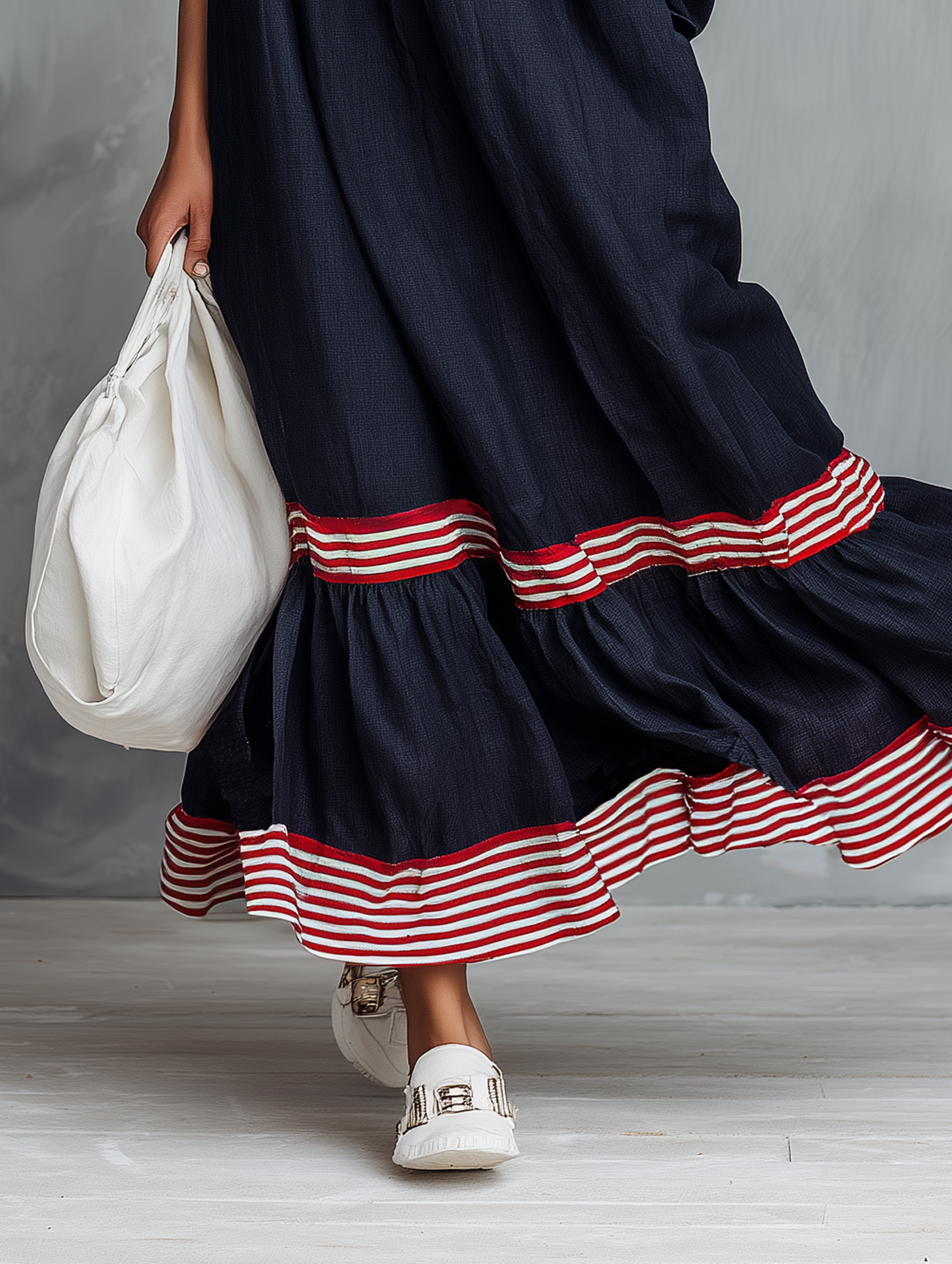 Trendé™ | Zarina Leinenmix-Maxikleid mit Streifenmuster und minimalistischem Stil