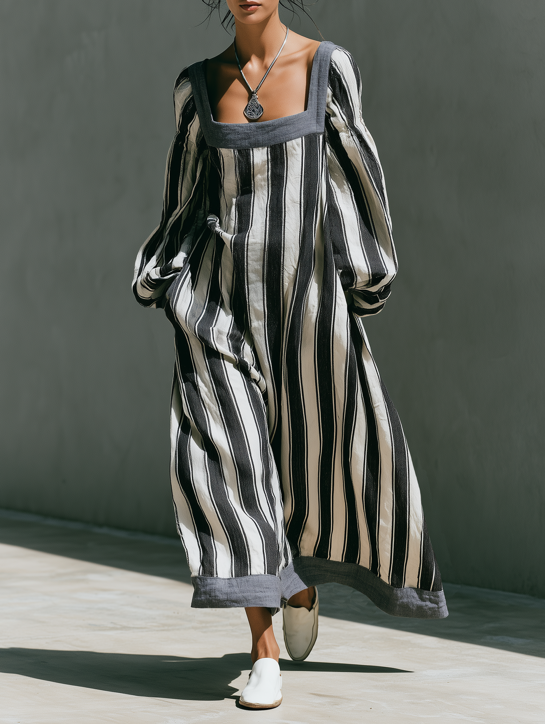 Trendé™ | Ylva Maxikleid mit Streifenmuster und Print