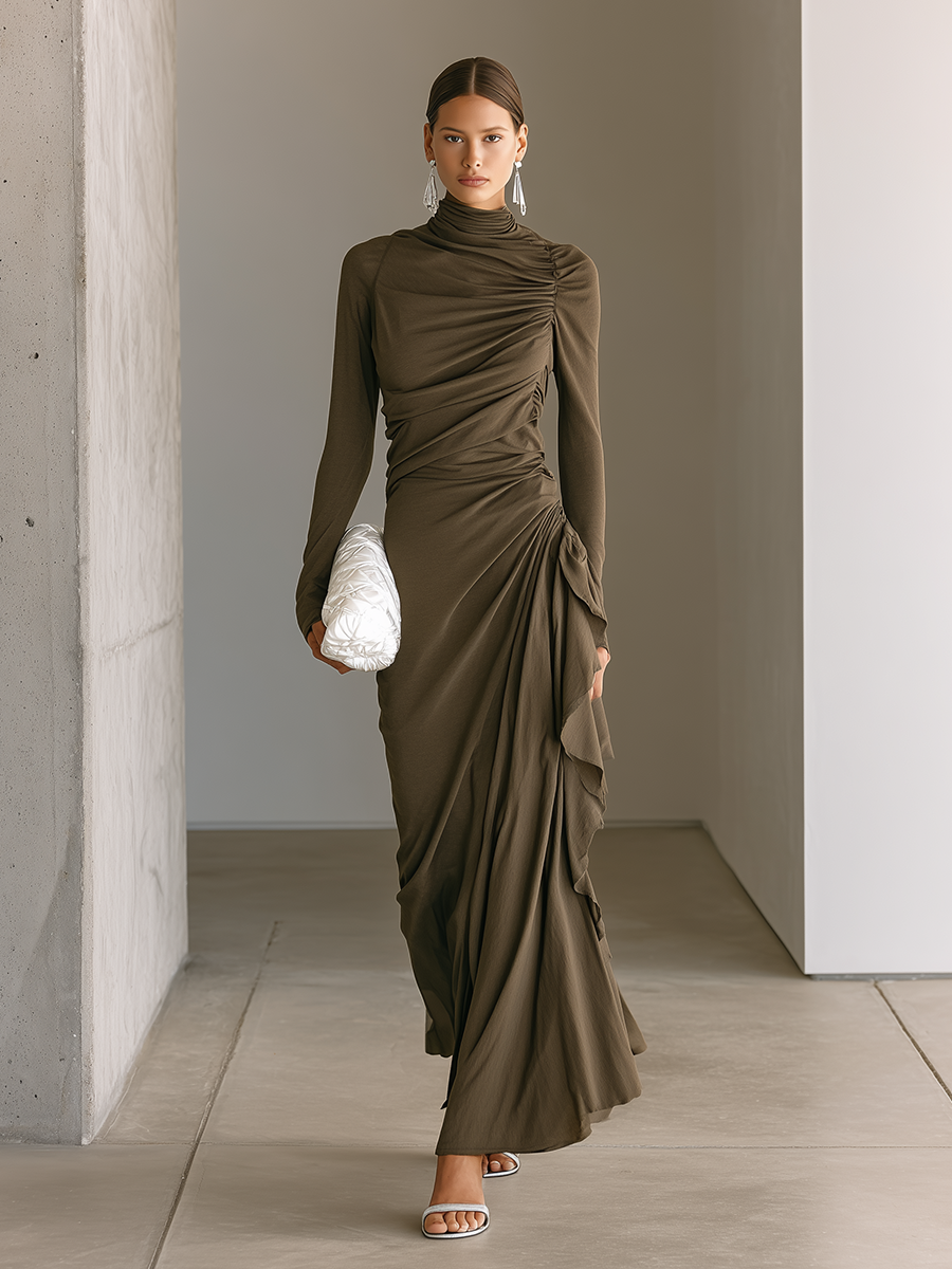Trendé™ | Xenia Jersey-Bodycon-Kleid mit Rollkragen und langen Ärmeln