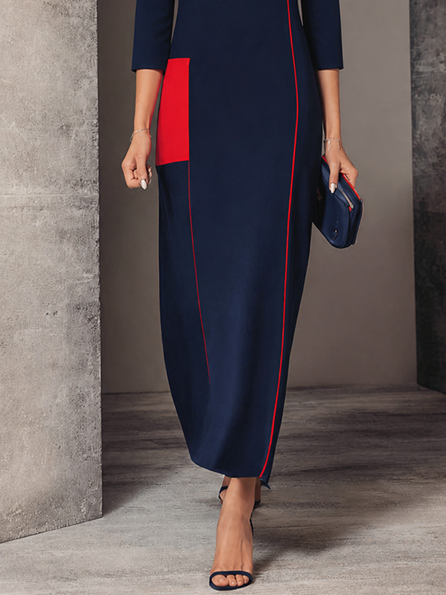 Trendé™ | Esmira Baumwollmix-Maxikleid mit Taschen und Kontrastdetails
