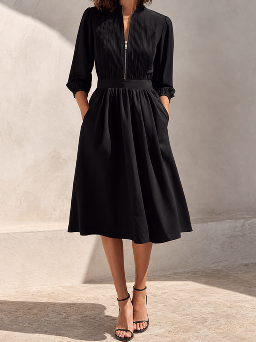 Trendé™ | Jovita Midikleid mit Plisseefalten und Reissverschluss
