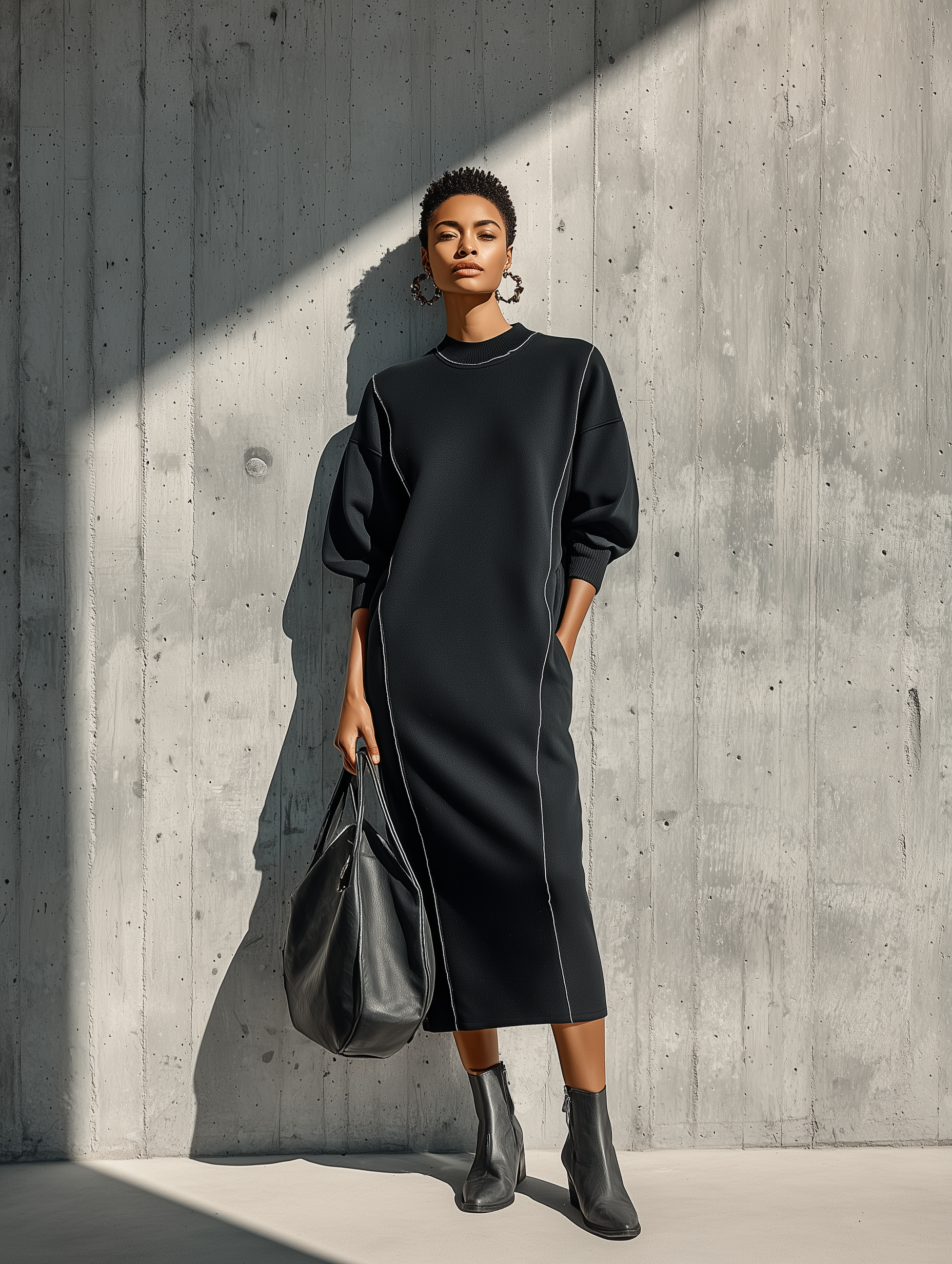 Trendé™ | Gianna Strick-Maxikleid mit Rundhalsausschnitt und langen Ärmeln