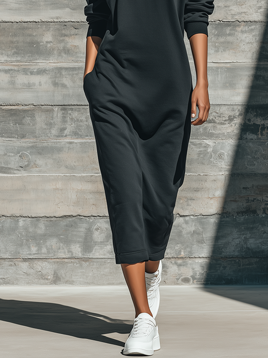 Trendé™ | Nadine Baumwollmix-Maxikleid mit langen Ärmeln und lockerer Passform
