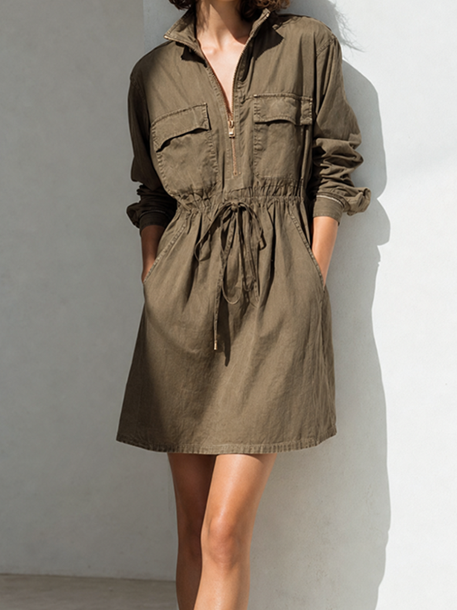 Trendé™ | Ramona Minikleid mit Kragen und Reissverschluss