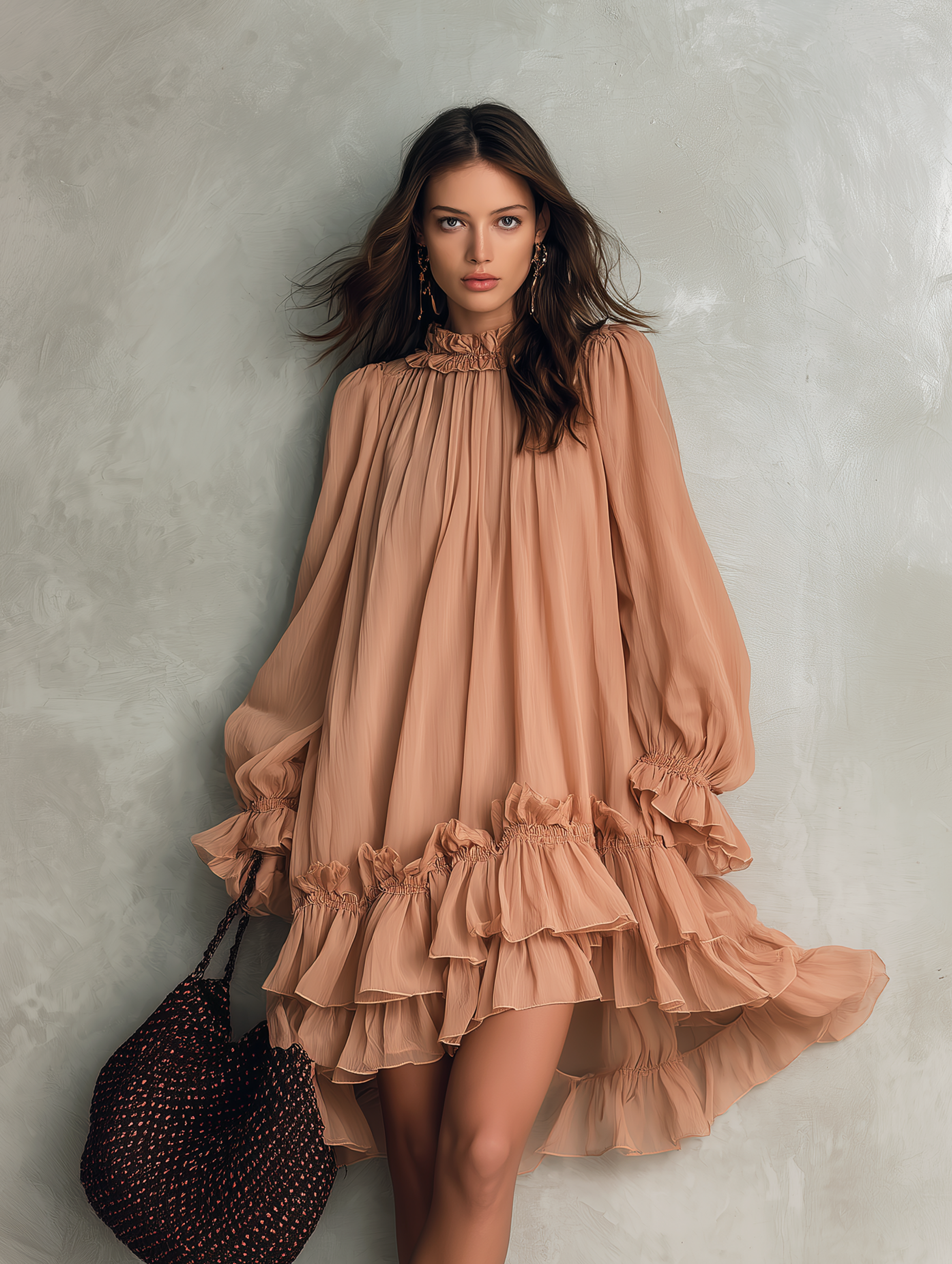 Trendé™ | Avena Chiffon-Minikleid mit Rundhalsausschnitt