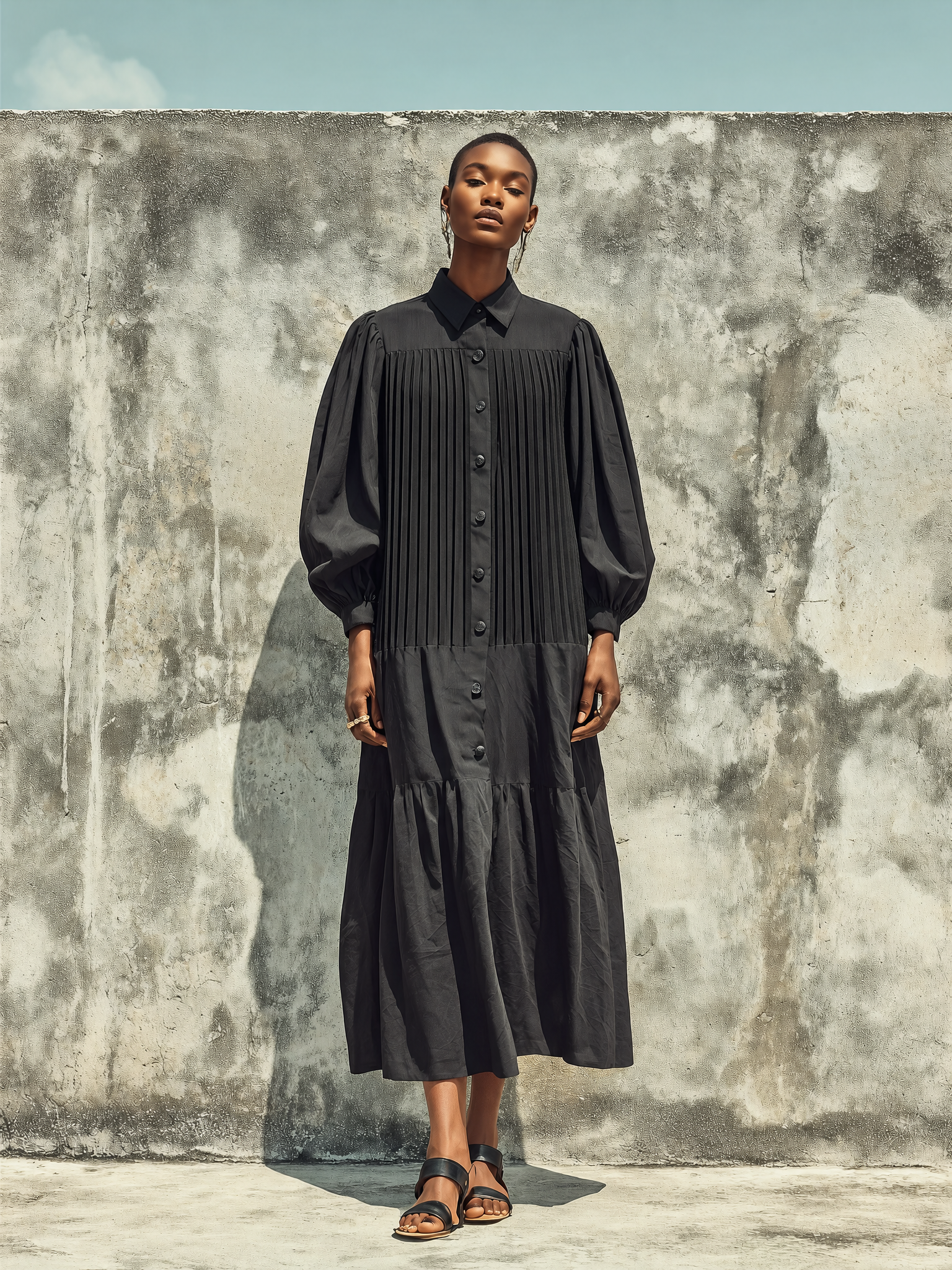 Trendé™ | Nayla Baumwollmix-Hemdkleid mit Volants und lockerer Passform