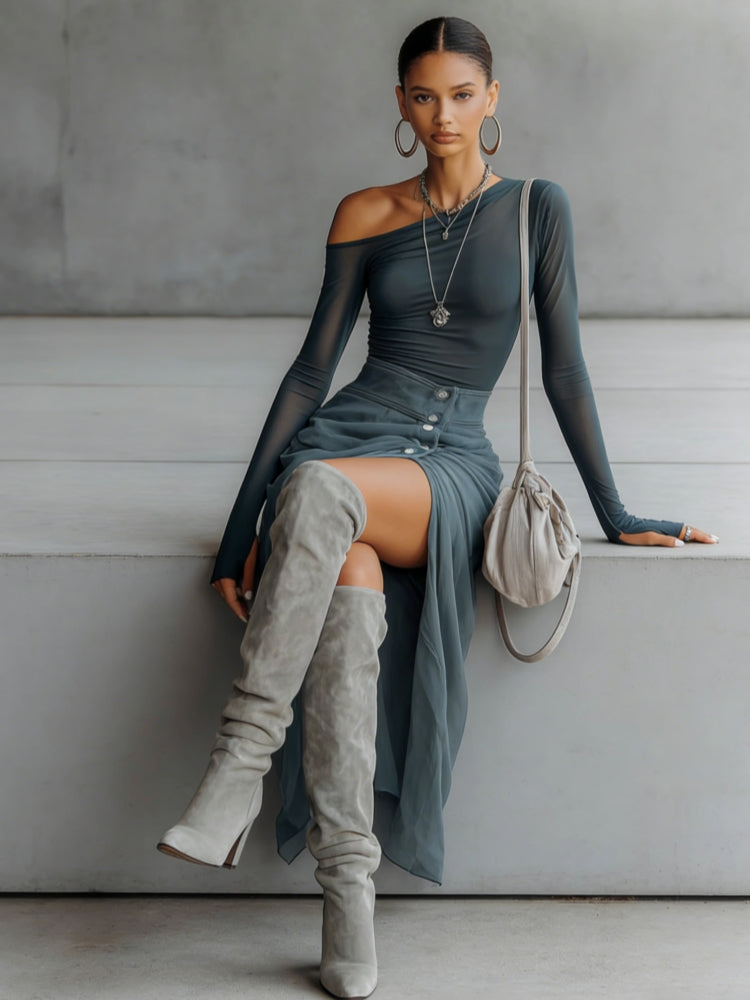 Trendé™ | Saria Asymmetrisches Set mit Ausschnittdetails
