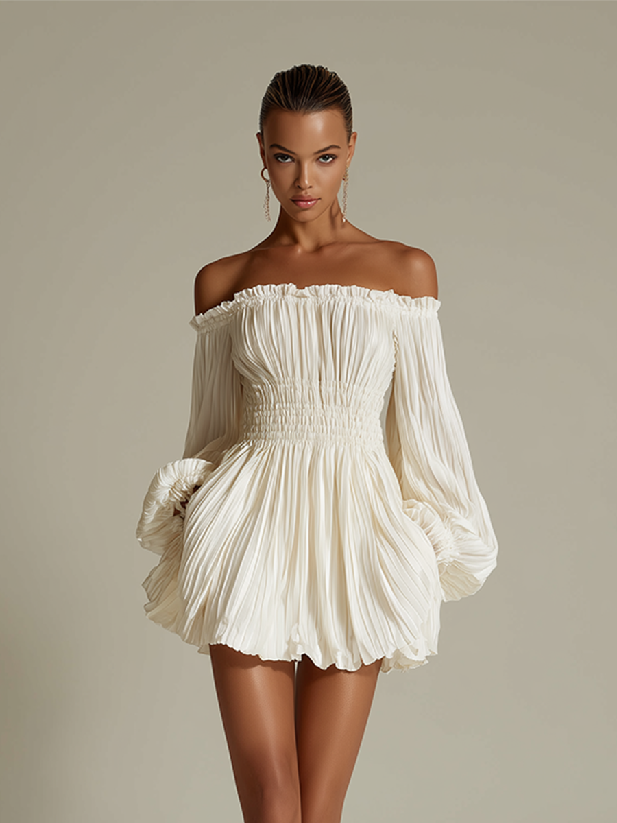 Trendé™ | Ophelia Kleid mit Off-Shoulder-Schnitt und Plisseefalten
