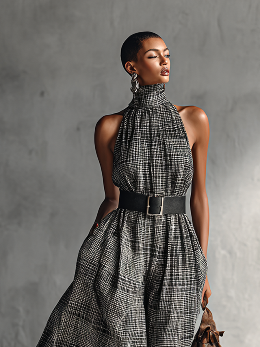 Trendé™ | Mina Maxikleid mit ärmellosem Schnitt und Gürtel