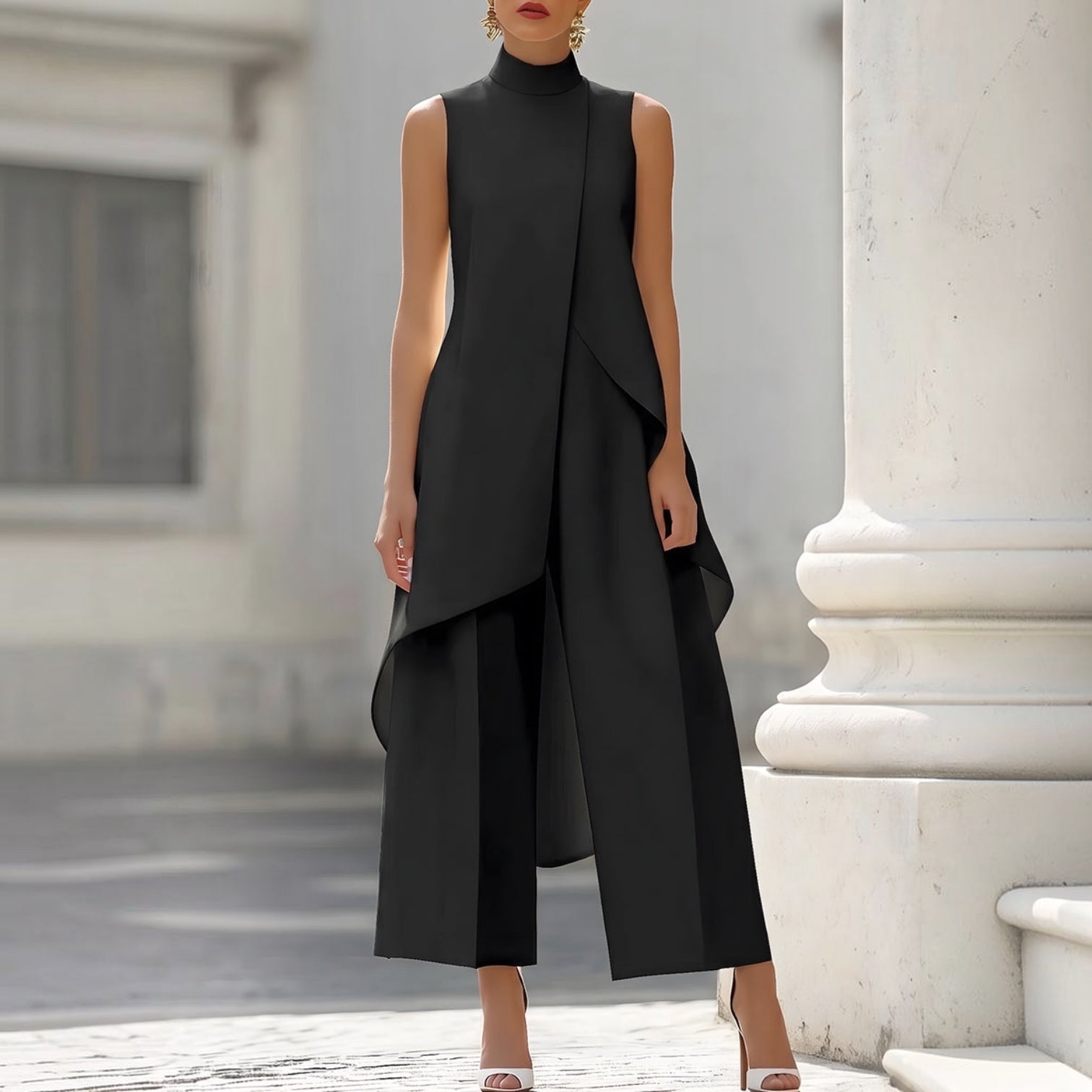 Trendé™ | Martina Elegantes ärmelloses Set mit weitem Bein