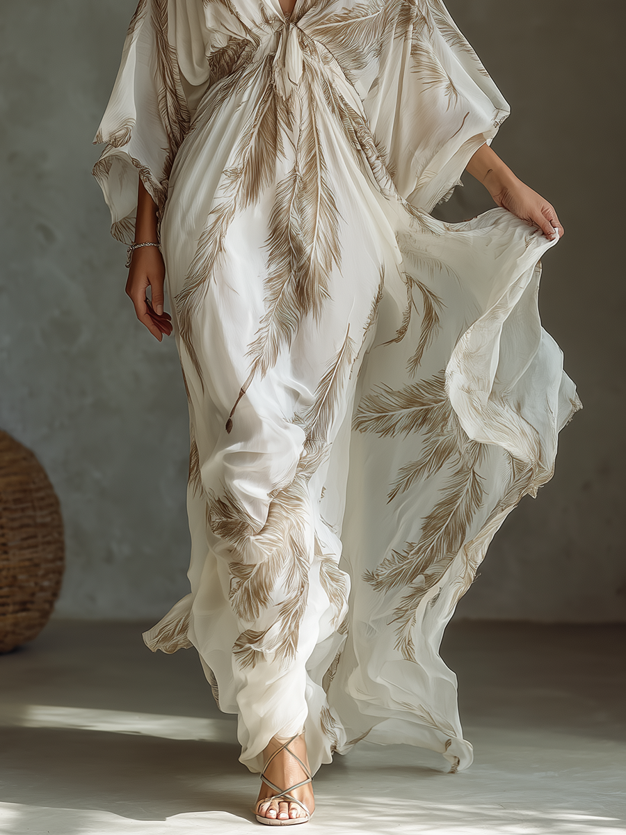 Trendé™ | Serena Chiffon-Maxikleid mit Palmblattprint und Print