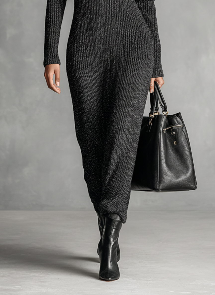 Trendé™ | Romy Strick-Maxikleid mit Reissverschluss und minimalistischem Stil