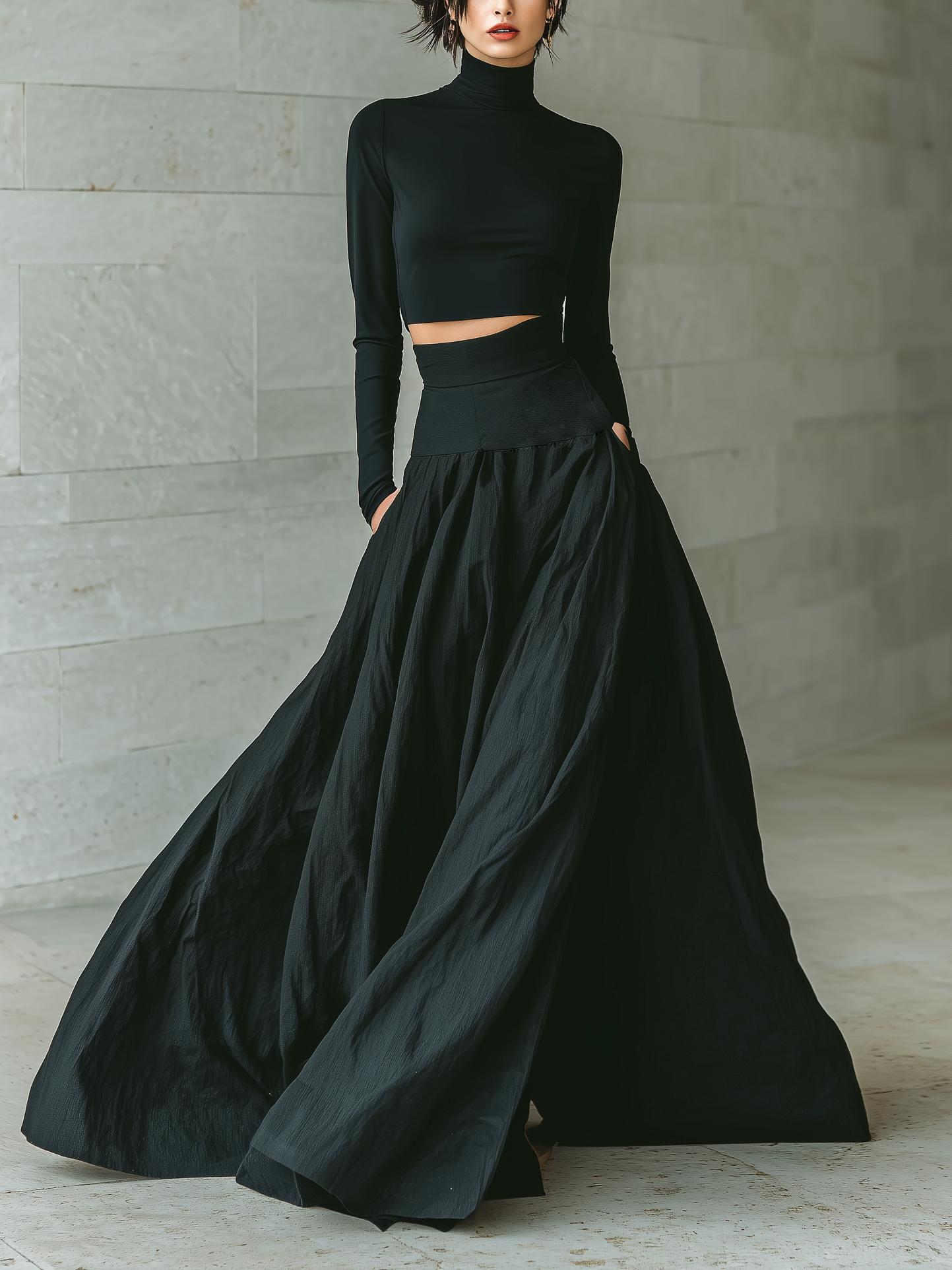 Trendé™ | Siena Zweiteiliges Set mit Top und Rock mit Rollkragen und langen Ärmeln