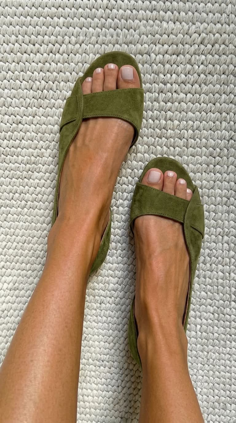 Lässige flache Slingback-Sandalen aus Wildleder mit offener Spitze