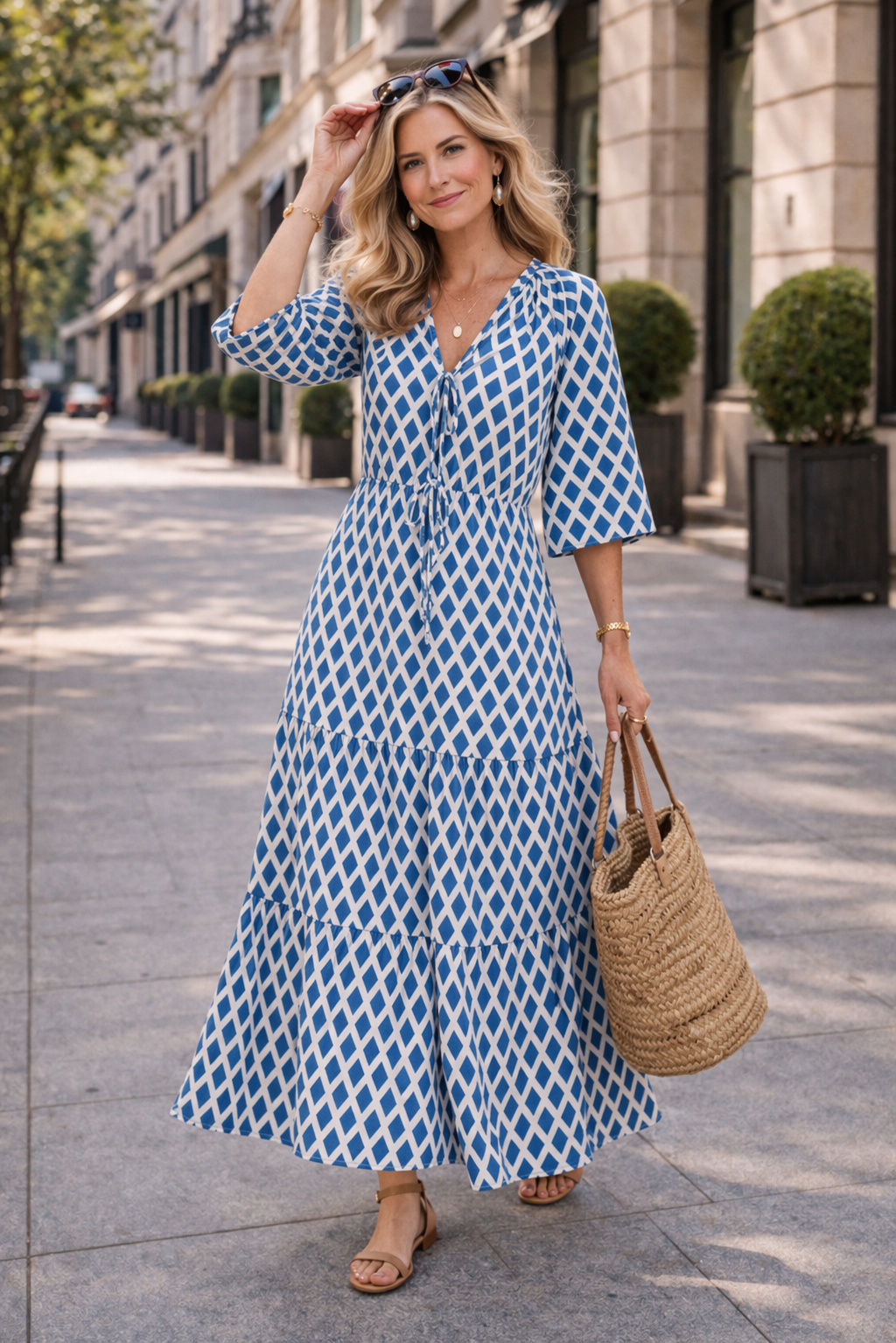 Trendé™ | Renate Boho-Maxikleid mit kurzem Ärmel