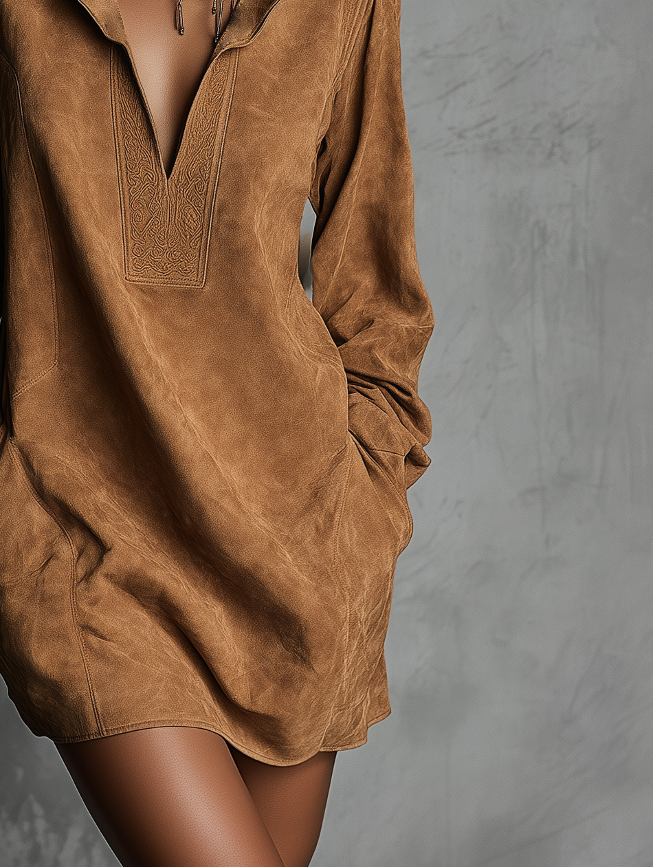 Trendé™ | Adele Kleid mit V-Ausschnitt und langen Ärmeln