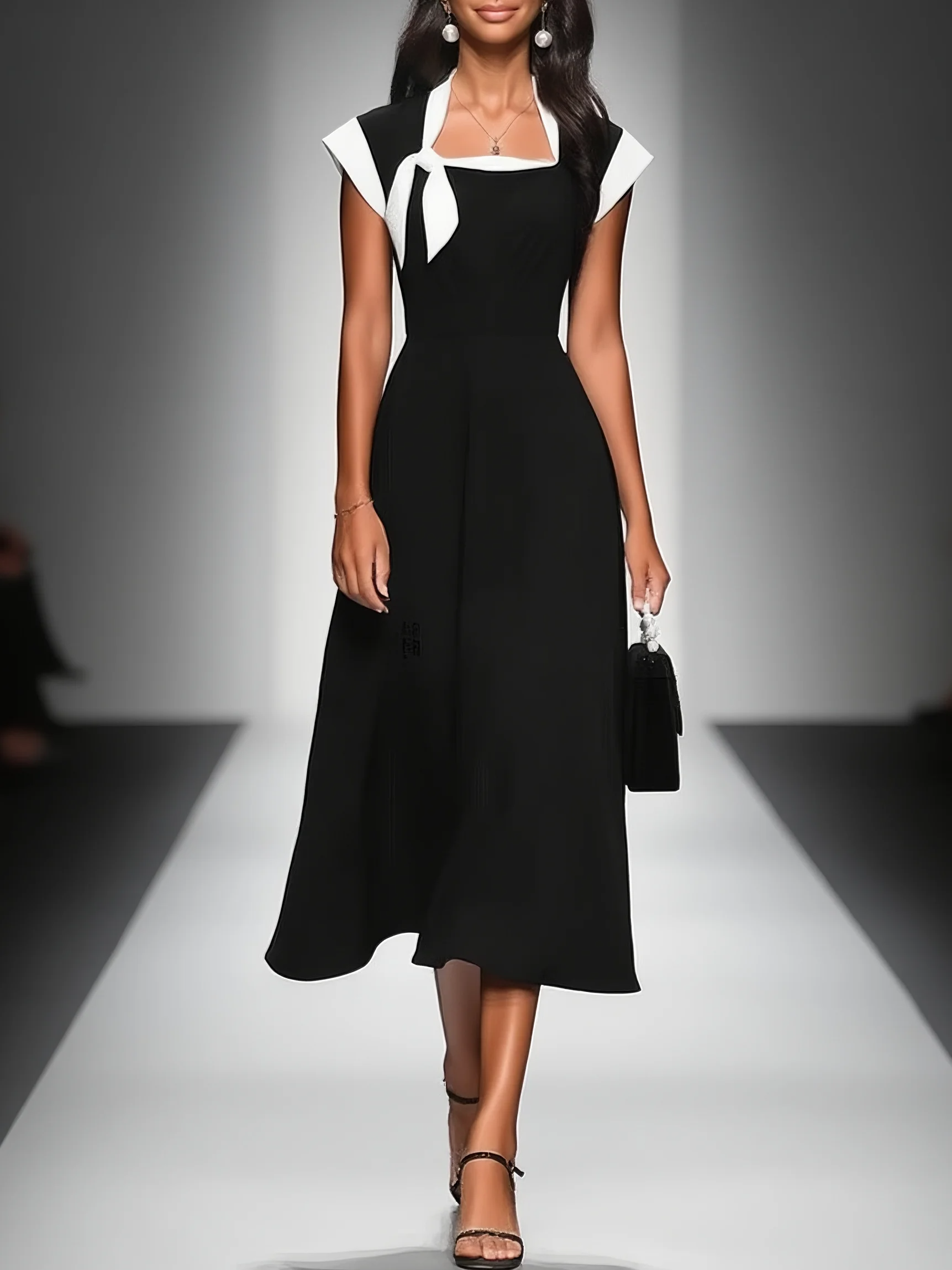 Trendé™ | Noemi Midikleid mit Karree-Ausschnitt und betonter Taille