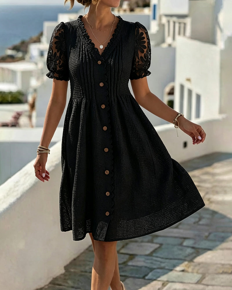 Trendé™ | Deneke Midi-Kleid mit Ballonärmeln und Spitzendetails
