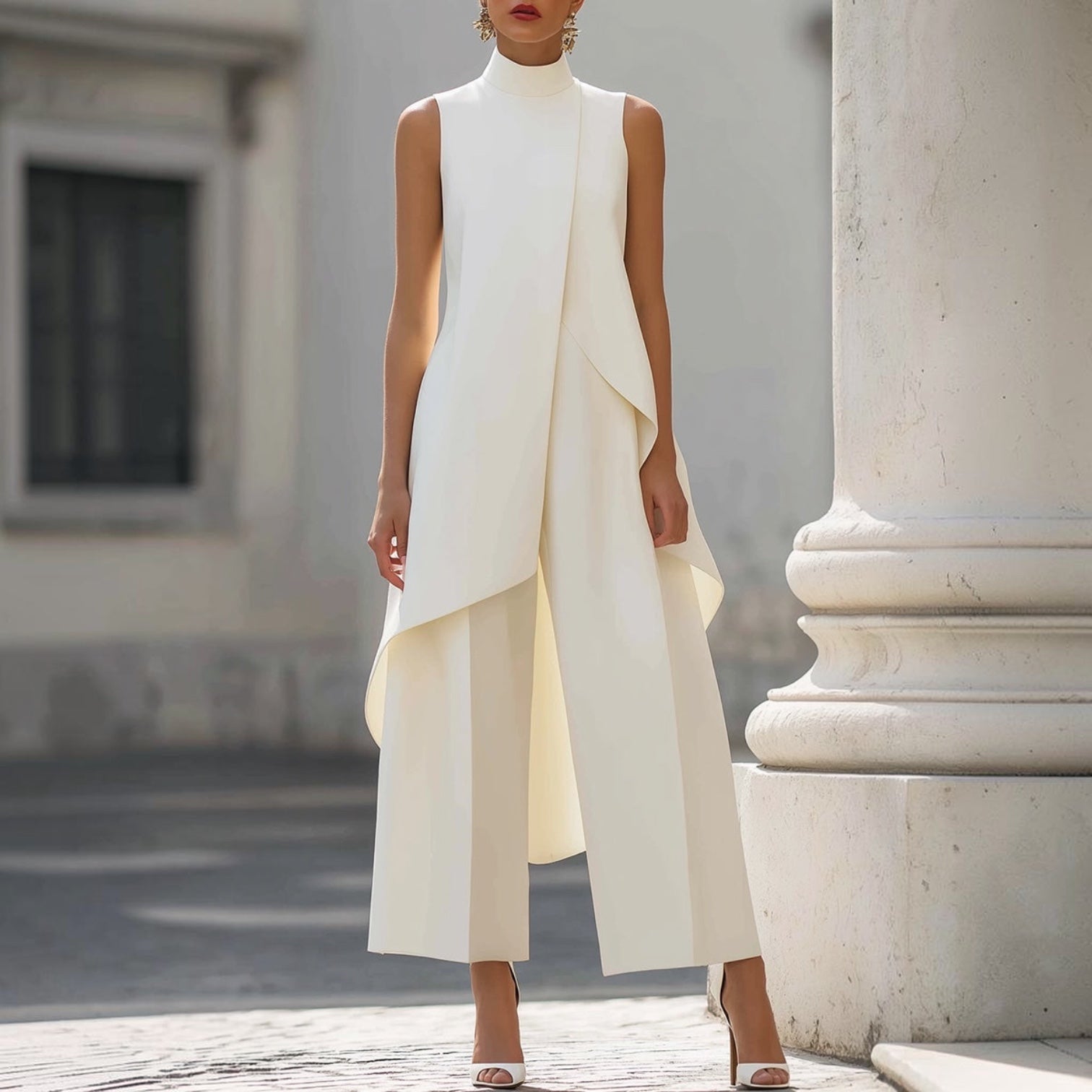 Trendé™ | Martina Elegantes ärmelloses Set mit weitem Bein