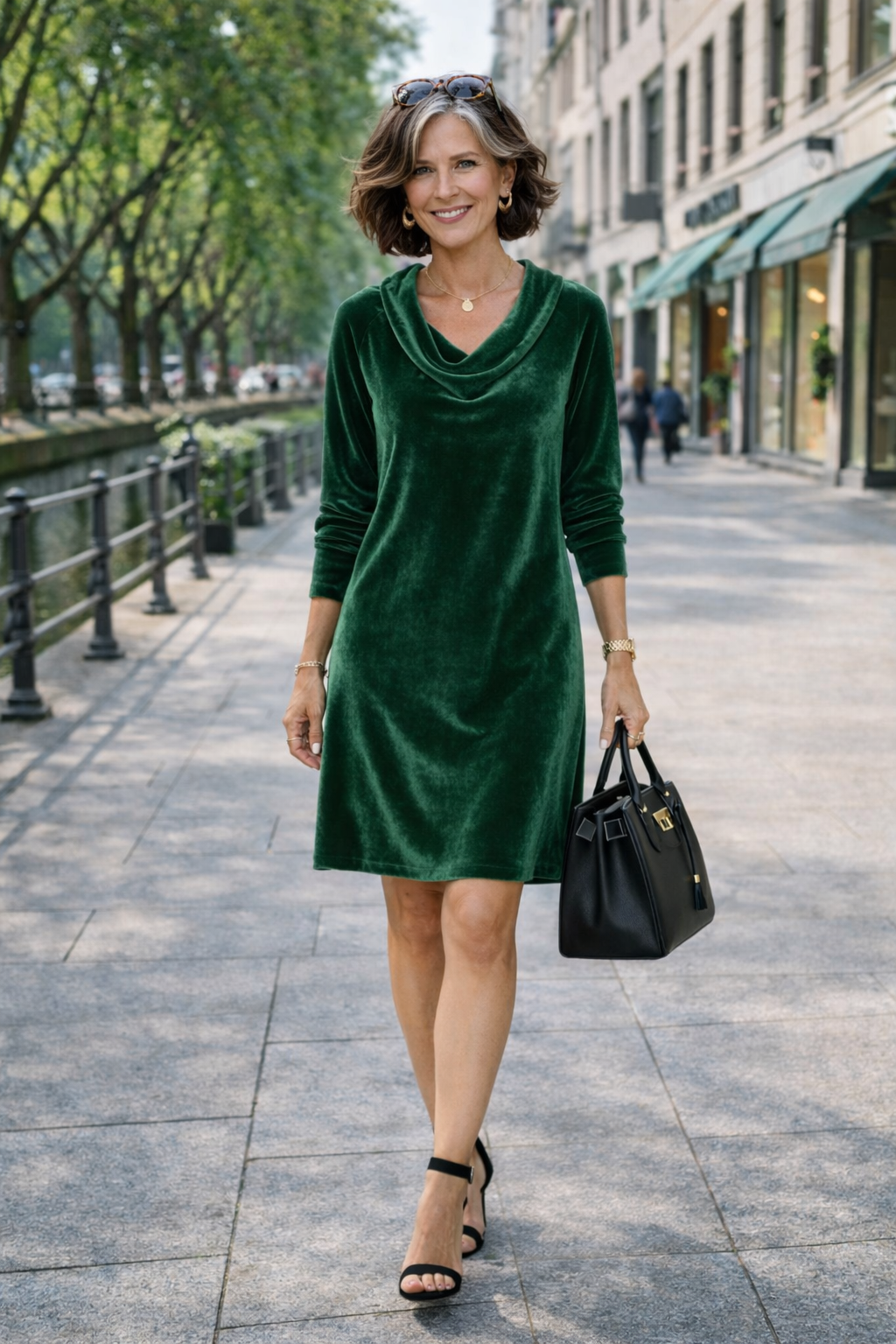 Trendé™ | Friederike Samtkleid mit drapiertem Ausschnitt