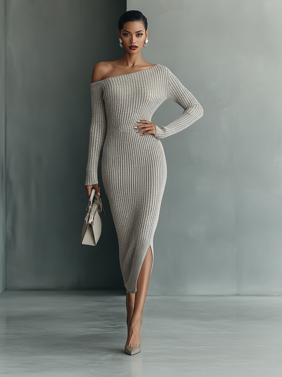Trendé™ | Franca Strick-Kleid mit One-Shoulder-Design