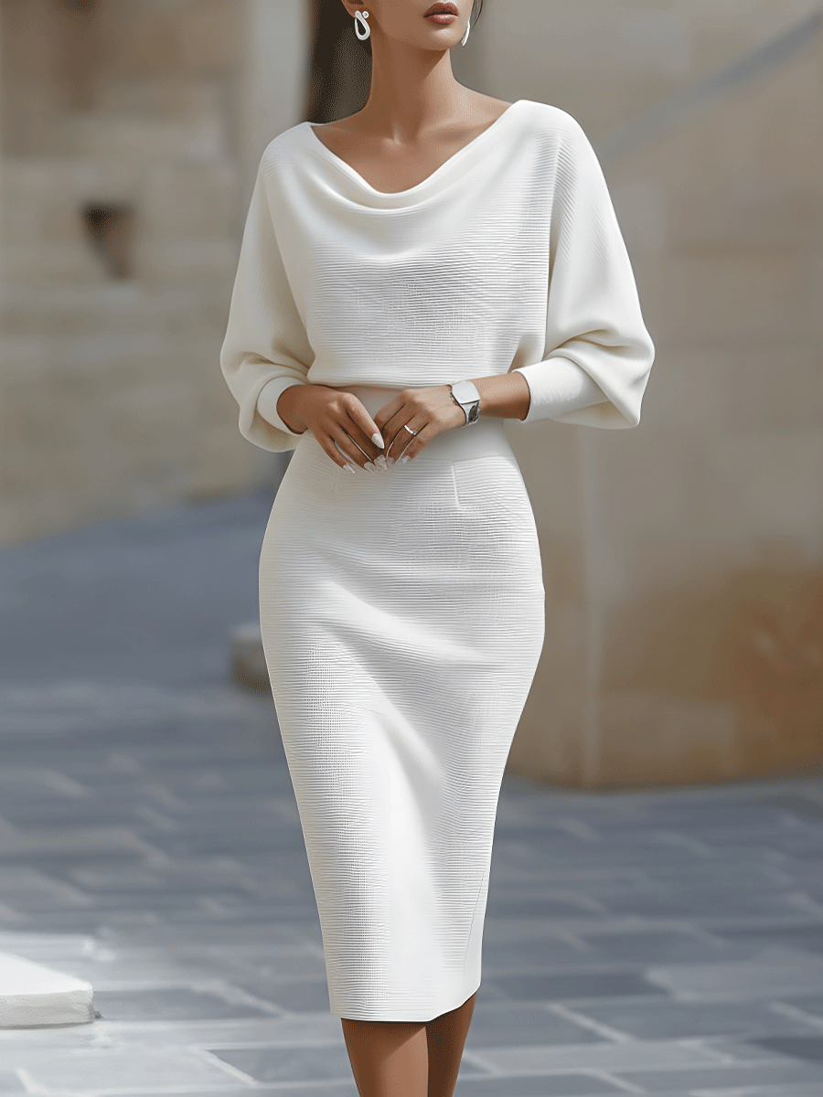 Trendé™ | Amalia Drapiertes Midi-Etuikleid