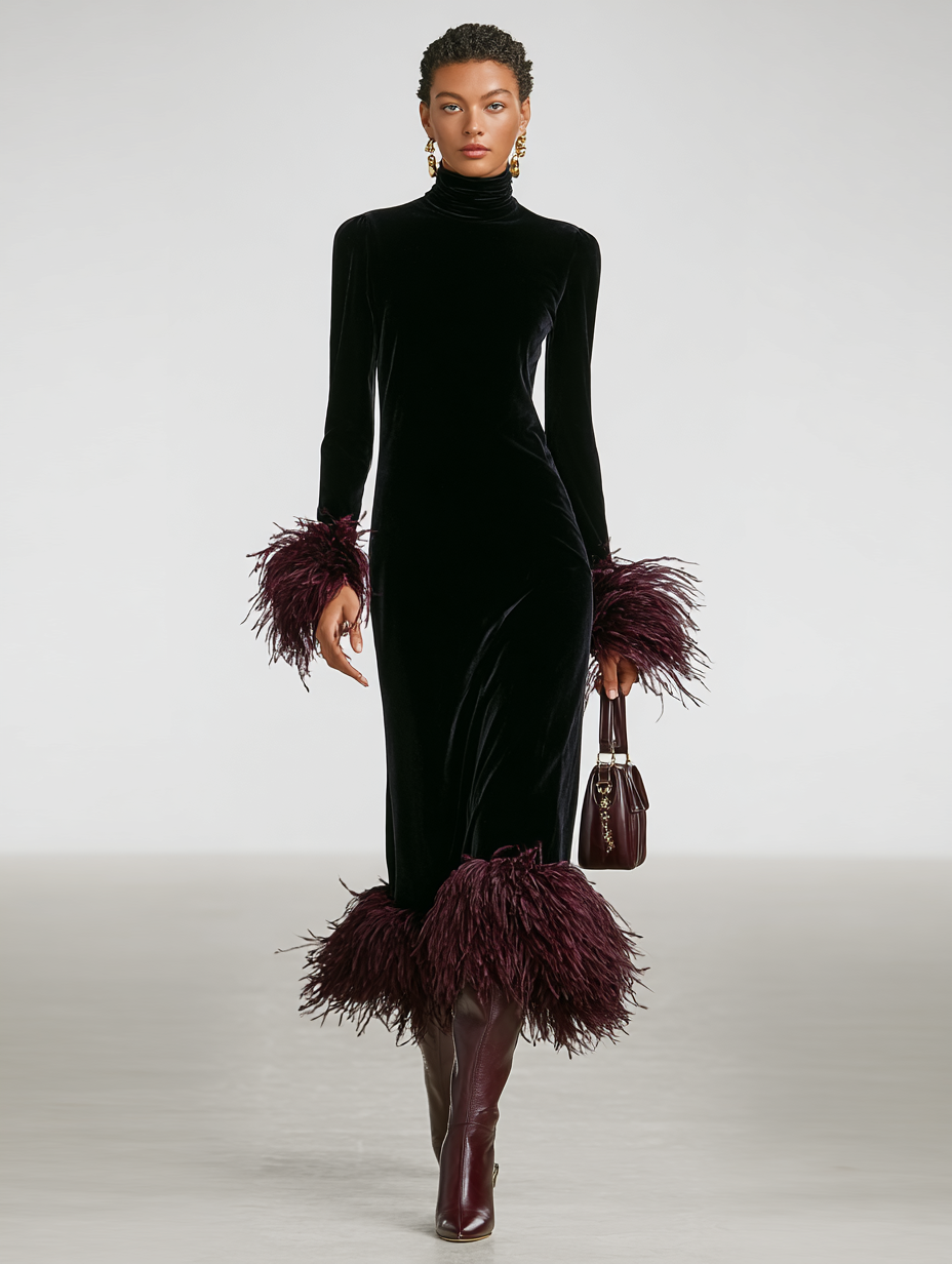Trendé™ | Mia Velours-Maxikleid mit minimalistischem Stil