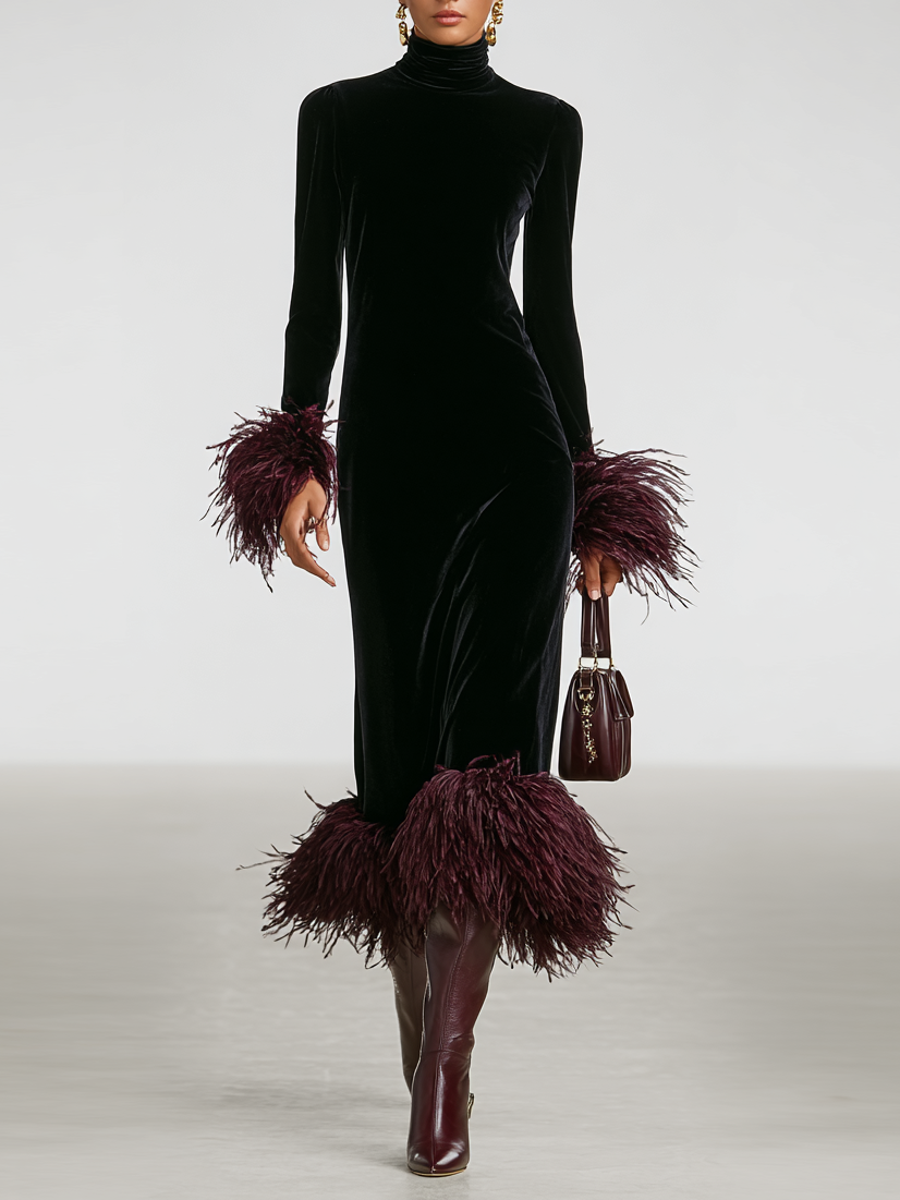 Trendé™ | Mia Velours-Maxikleid mit minimalistischem Stil