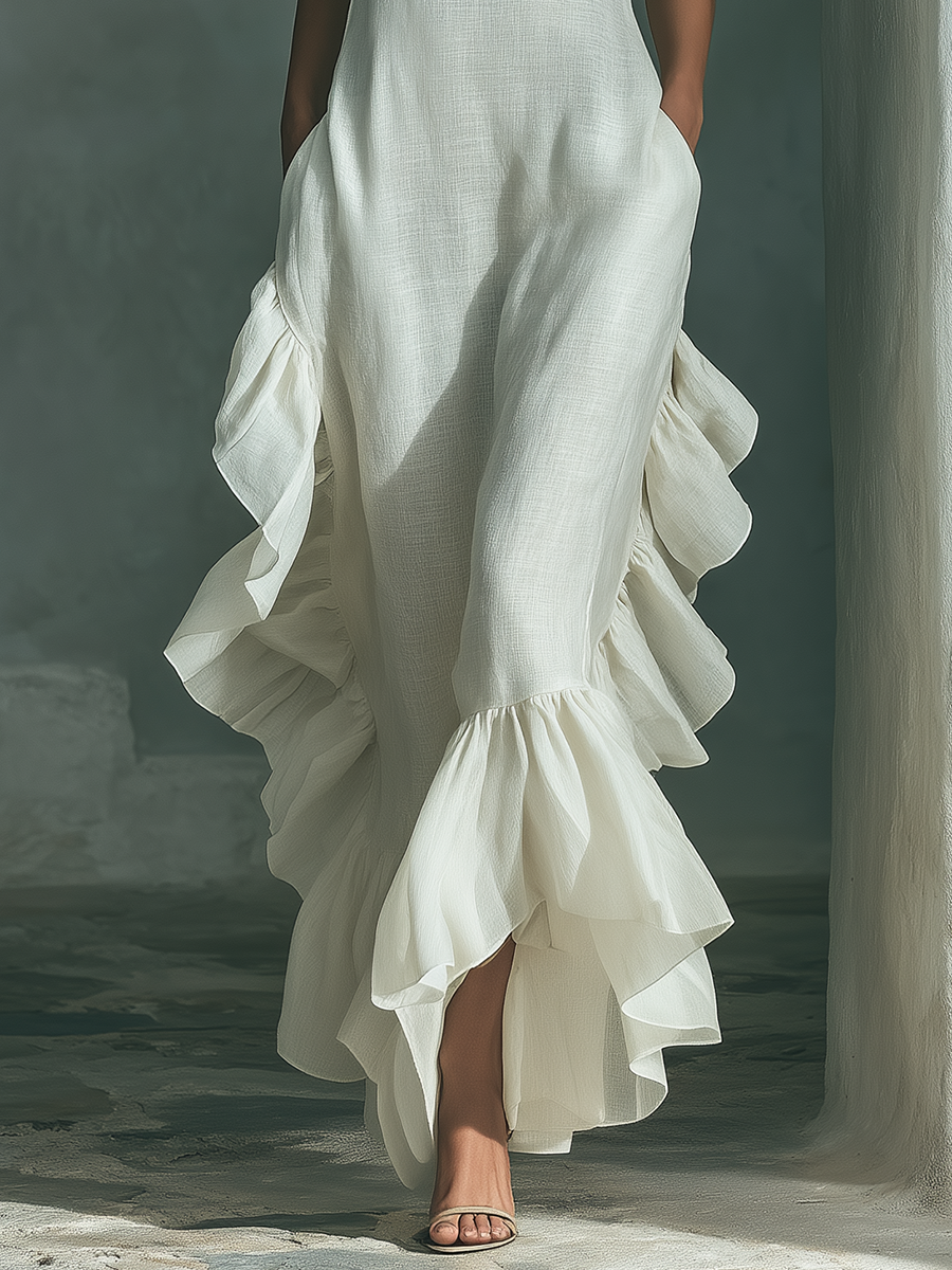 Trendé™ | Alessia Leinenmix-Maxikleid mit Rundhalsausschnitt und ärmellosem Schnitt