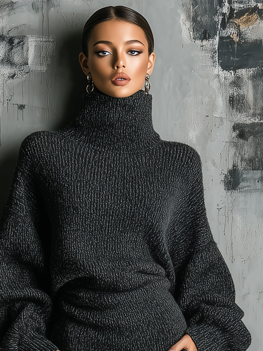 Trendé™ | Oriana Strick-Midikleid mit Rollkragen und Oversize-Passform