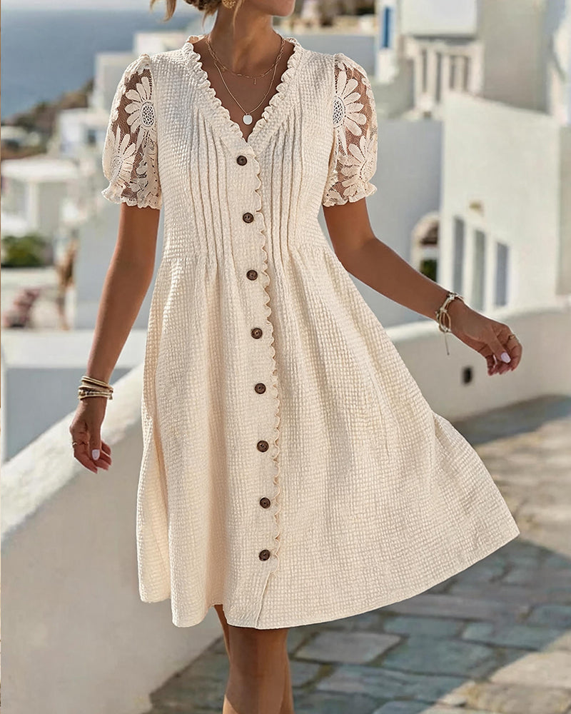 Trendé™ | Deneke Midi-Kleid mit Ballonärmeln und Spitzendetails