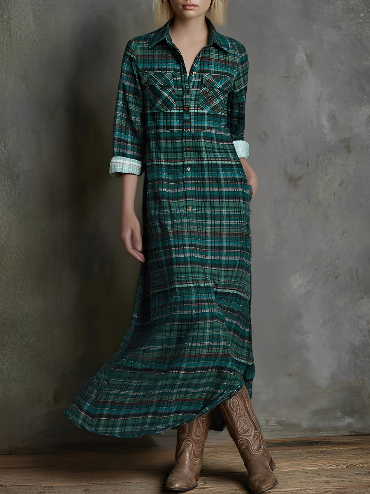 Trendé™ | Ariane Maxikleid mit langen Ärmeln und Print