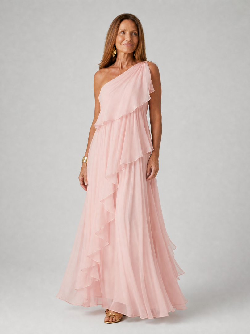 Trendé™ | Donatella Grünes Maxikleid mit One-Shoulder-Design