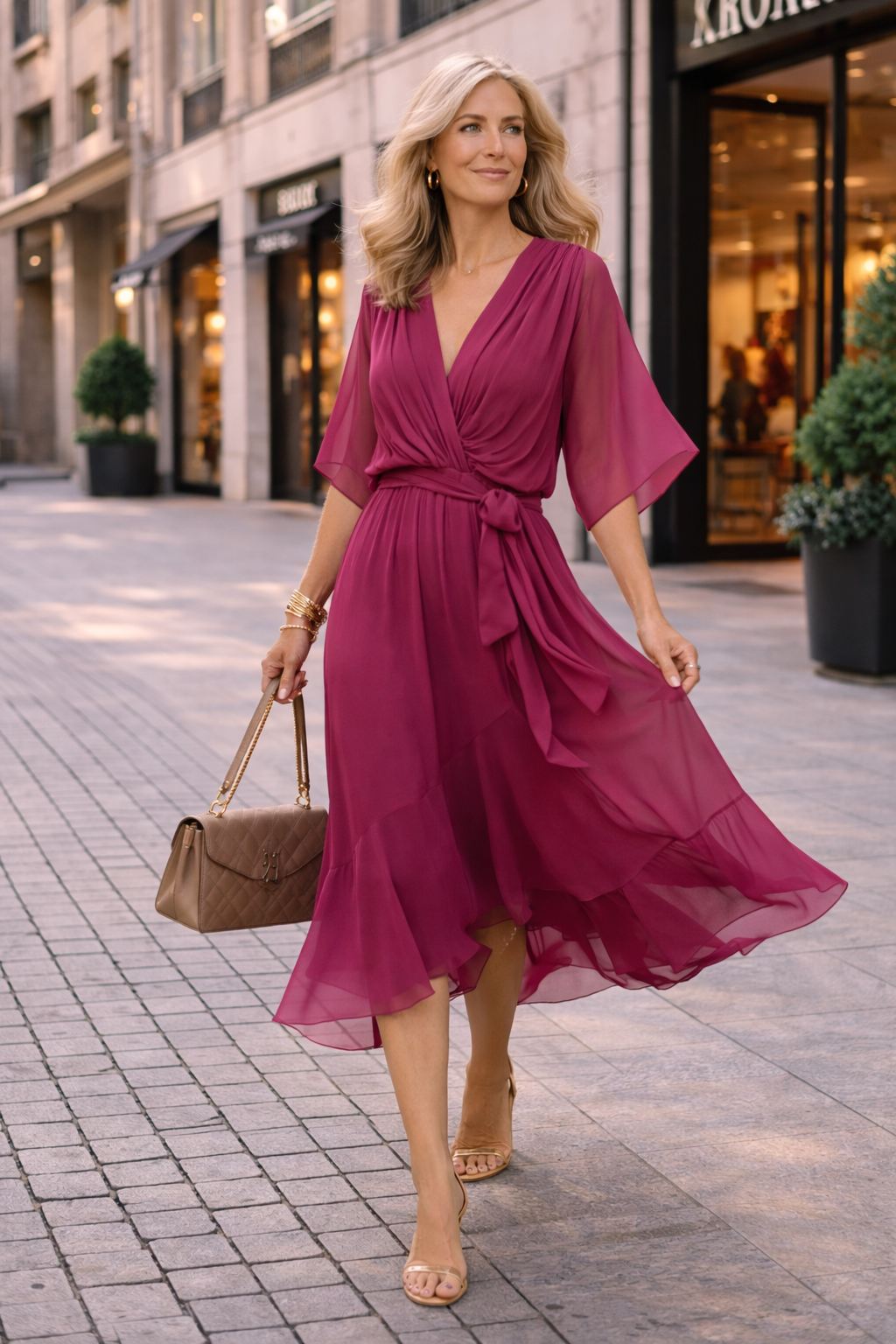 Trendé™ | Laura Chiffon-Sommerkleid mit V-Ausschnitt